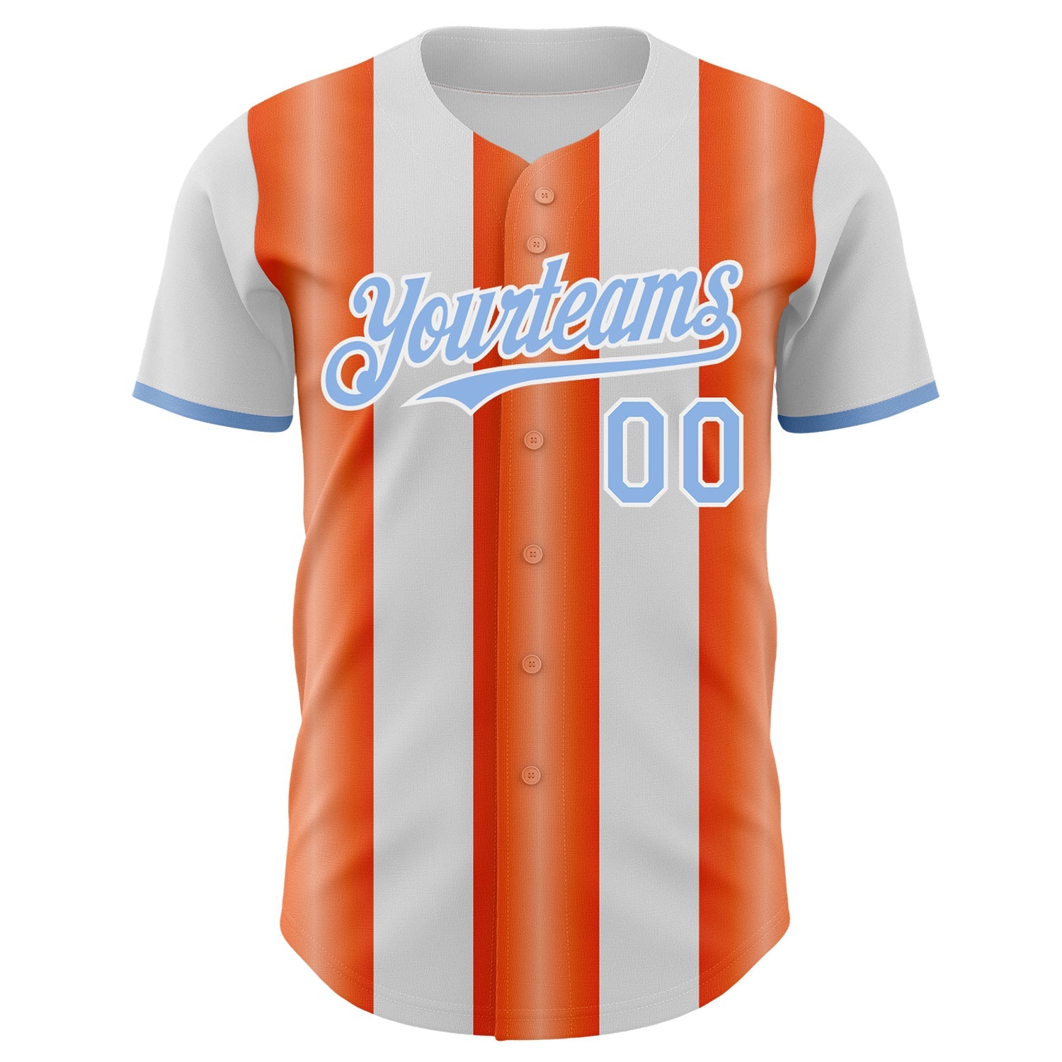 Custom White Light Blue-Orange Gradient Vertical Stripe Argentina Style Authentic Baseball Jersey