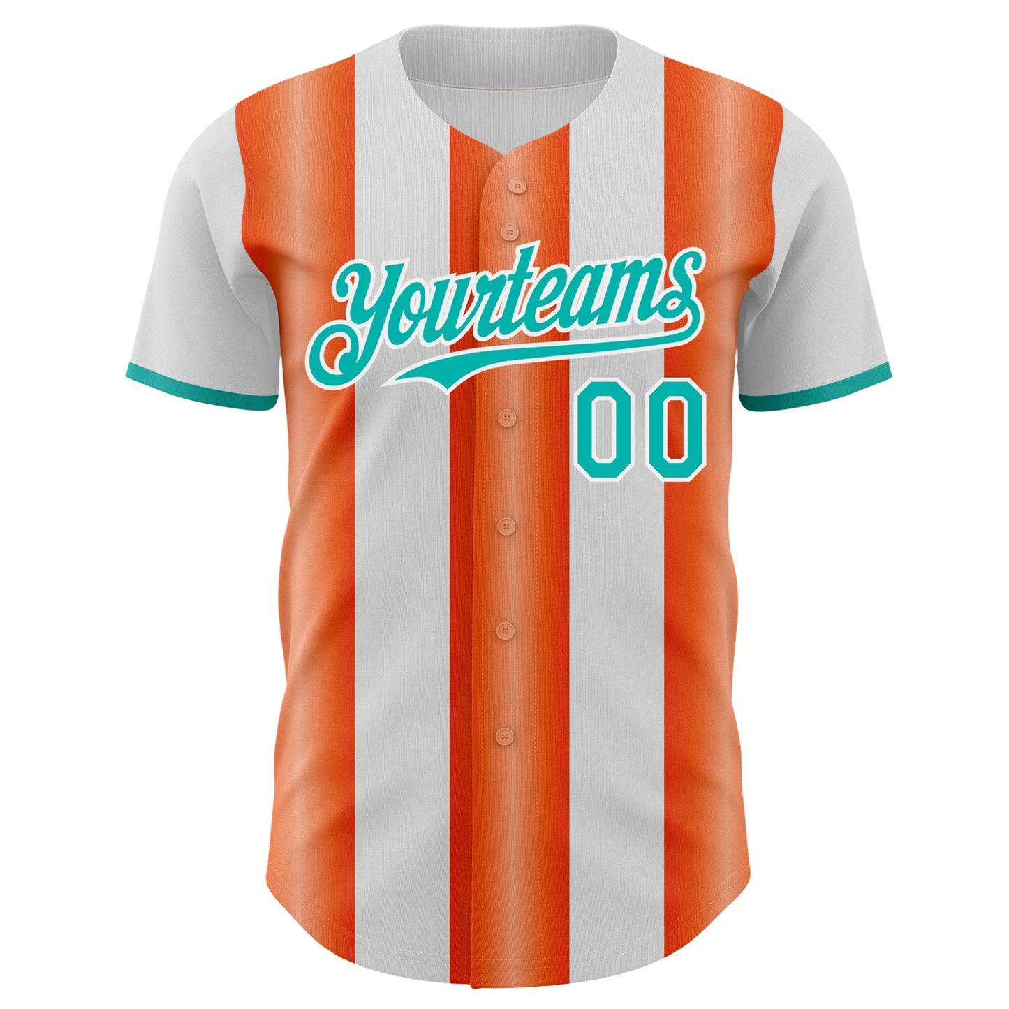 Custom White Aqua-Orange Gradient Vertical Stripe Argentina Style Authentic Baseball Jersey