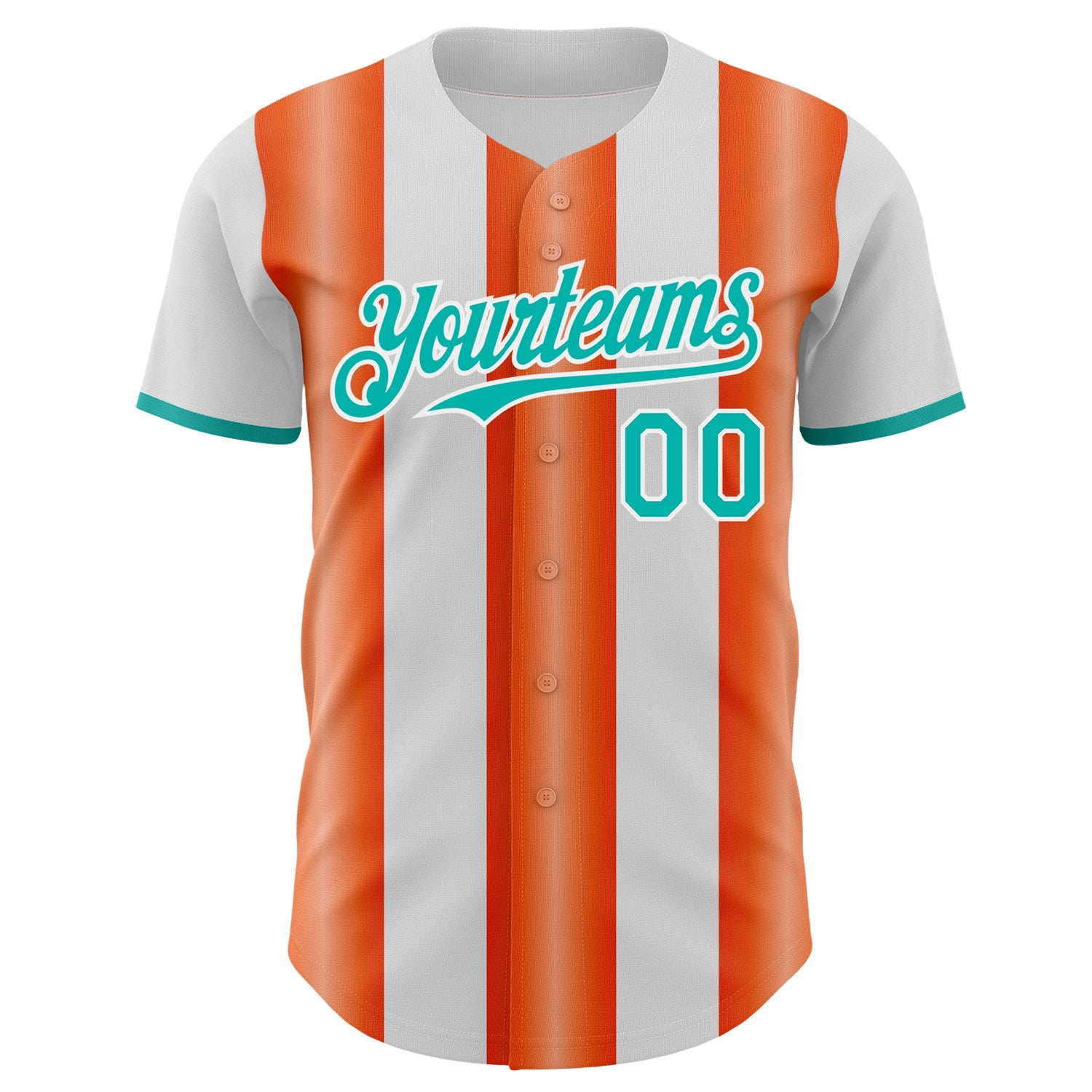 Custom White Aqua-Orange Gradient Vertical Stripe Argentina Style Authentic Baseball Jersey
