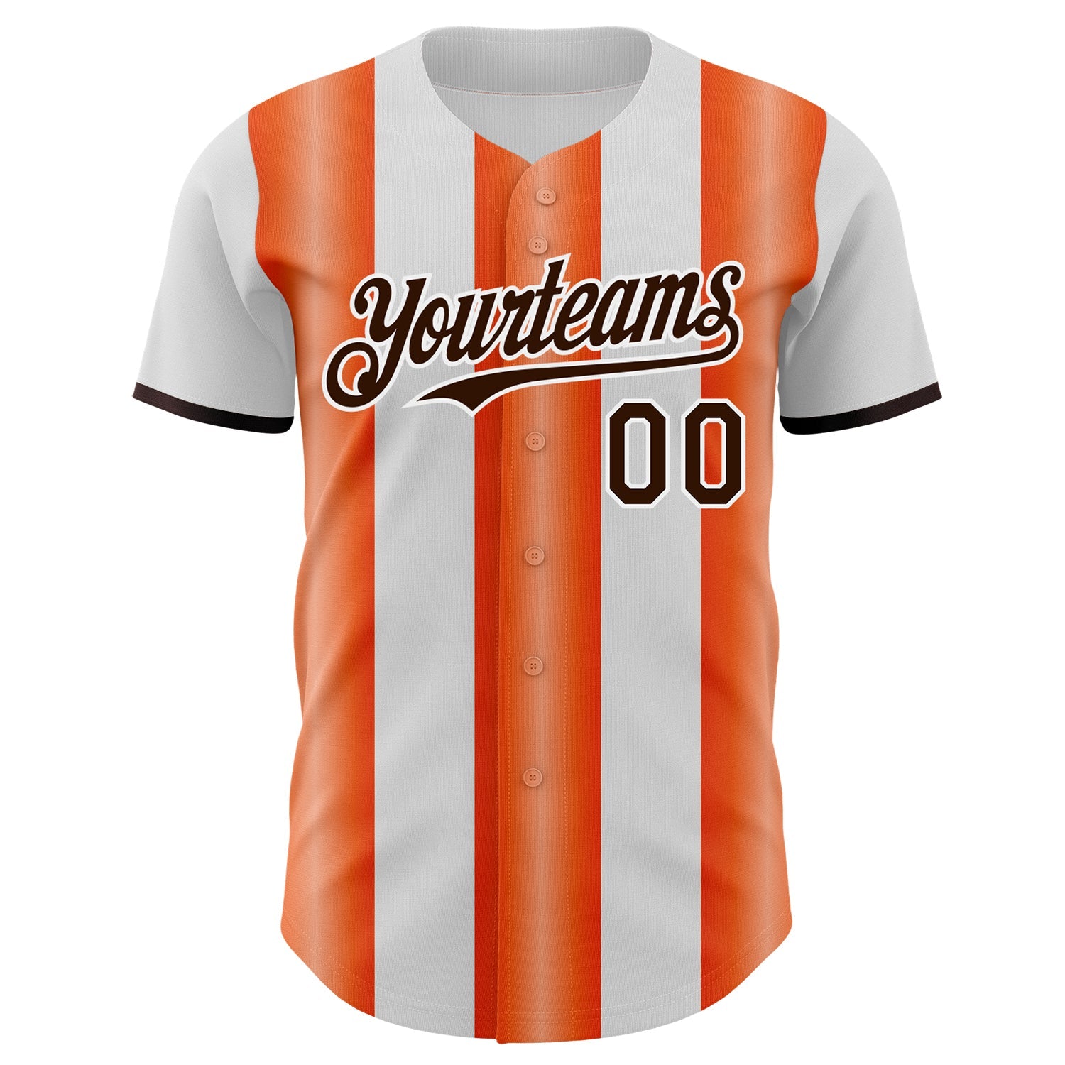 Custom White Brown-Orange Gradient Vertical Stripe Argentina Style Authentic Baseball Jersey