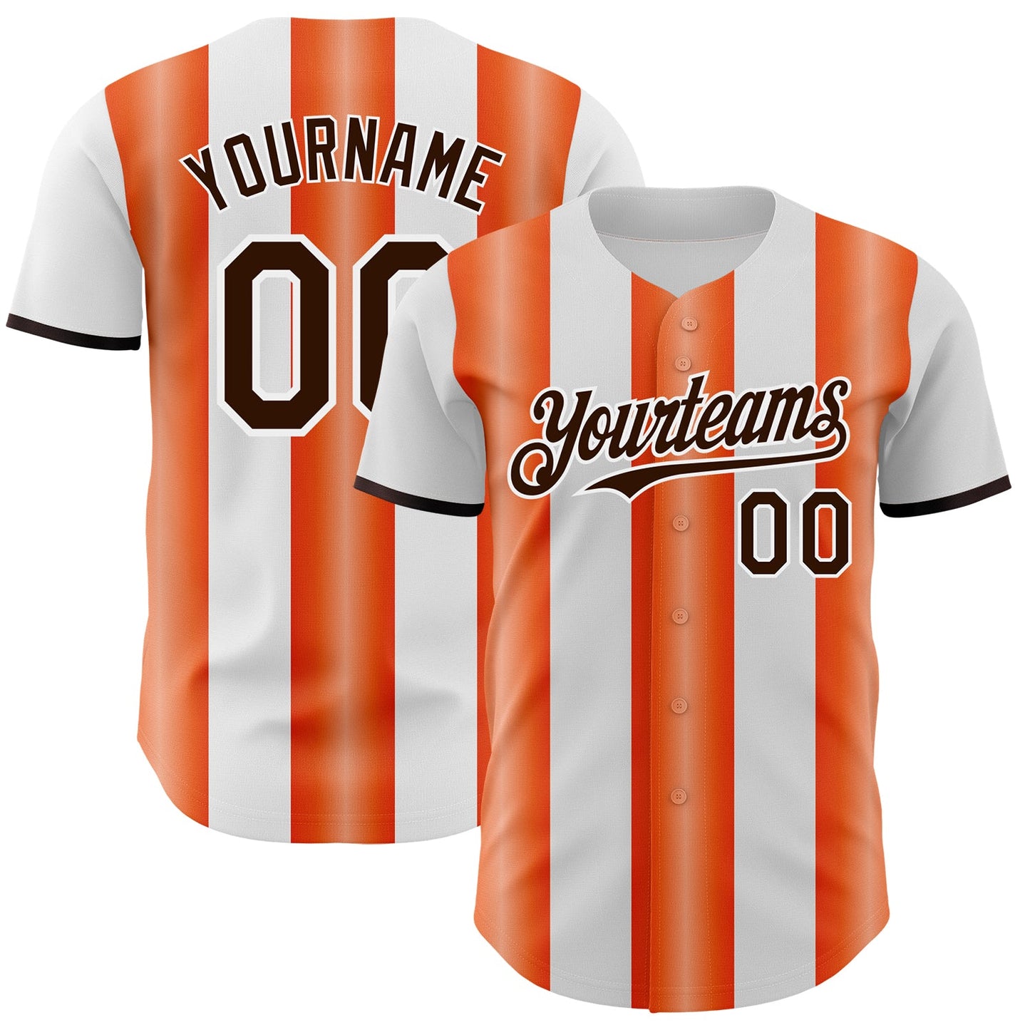 Custom White Brown-Orange Gradient Vertical Stripe Argentina Style Authentic Baseball Jersey