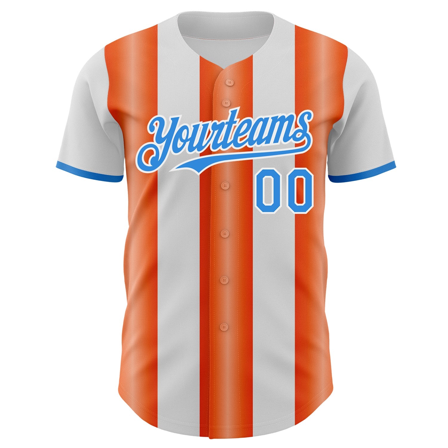 Custom White Electric Blue-Orange Gradient Vertical Stripe Argentina Style Authentic Baseball Jersey