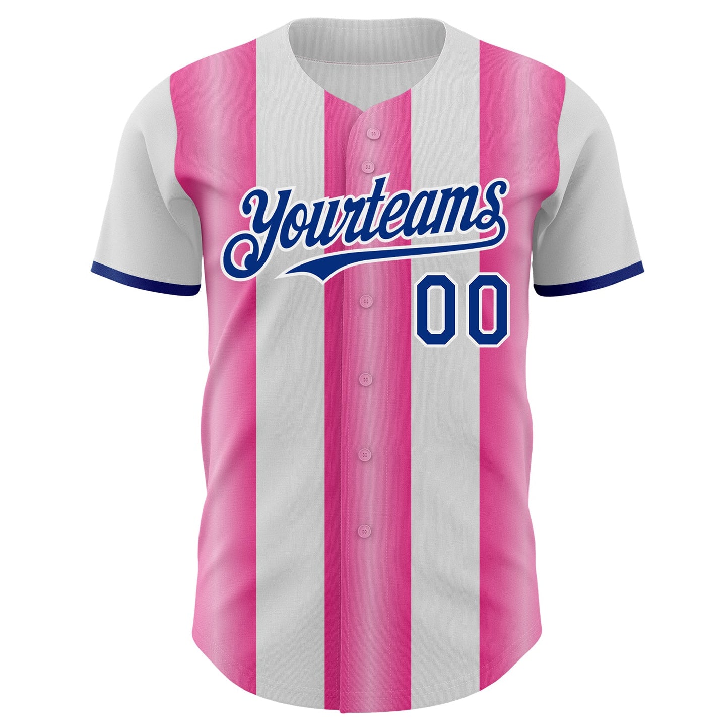 Custom White Royal-Pink Gradient Vertical Stripe Argentina Style Authentic Baseball Jersey