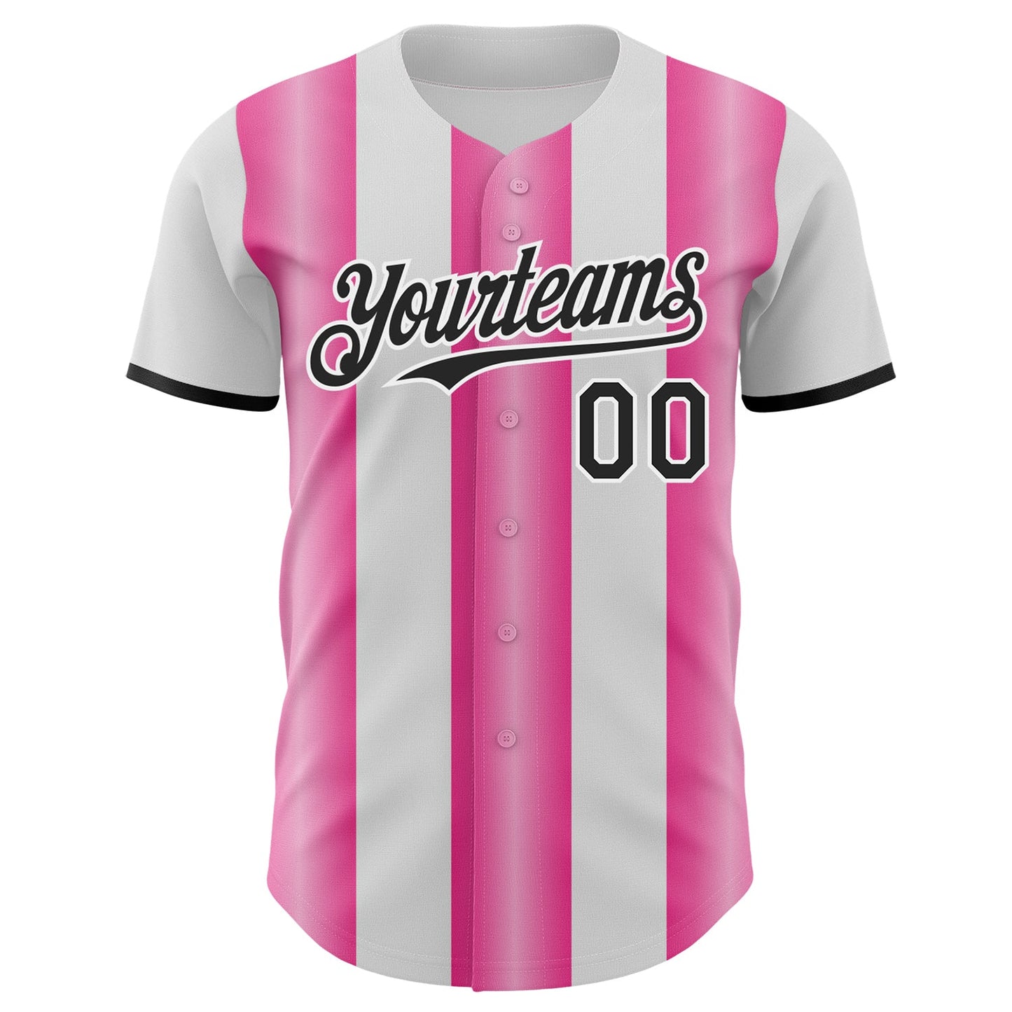 Custom White Black-Pink Gradient Vertical Stripe Argentina Style Authentic Baseball Jersey