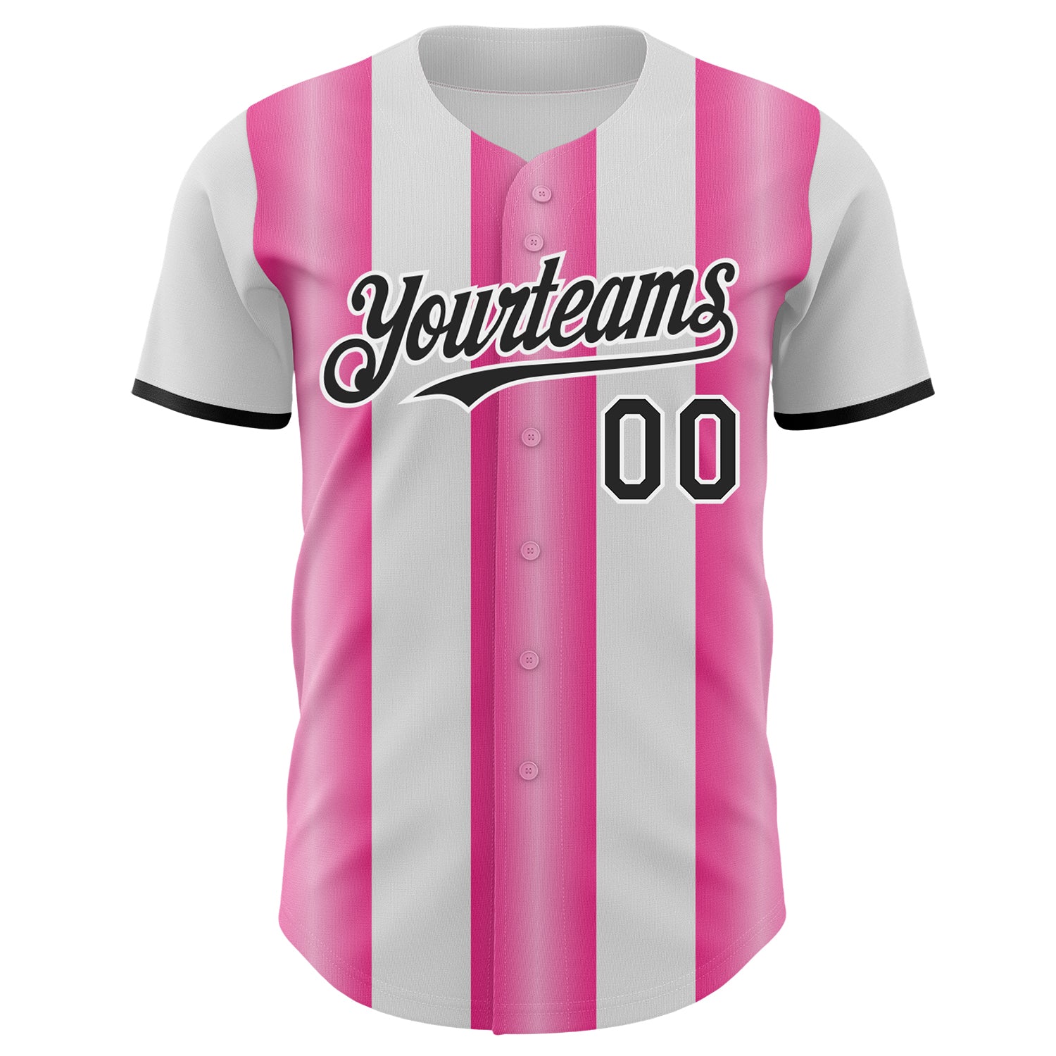 Custom White Black-Pink Gradient Vertical Stripe Argentina Style Authentic Baseball Jersey