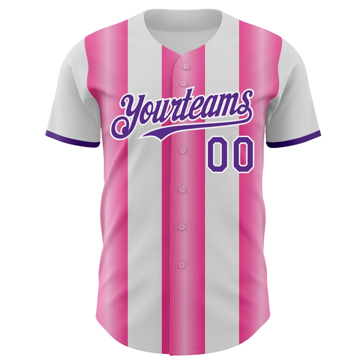 Custom White Purple-Pink Gradient Vertical Stripe Argentina Style Authentic Baseball Jersey