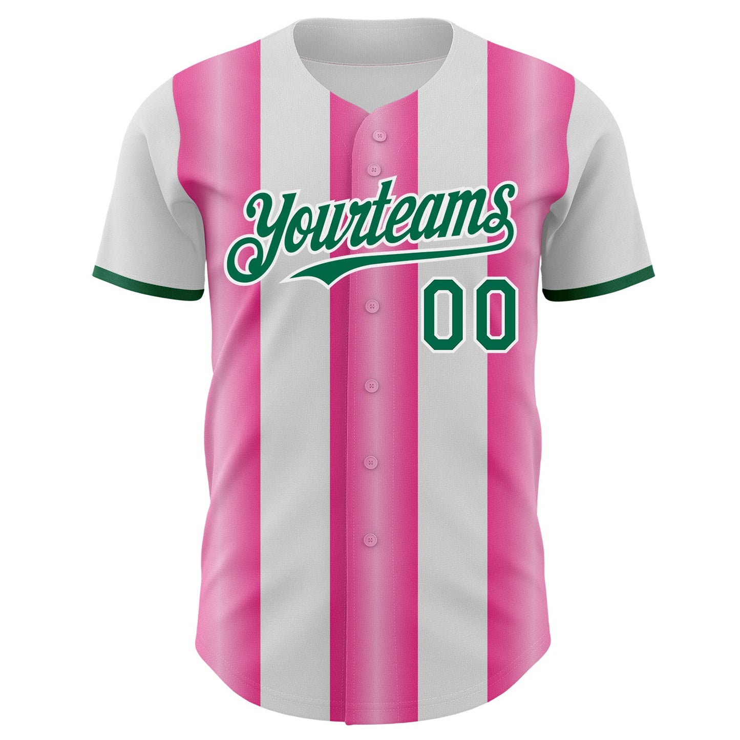 Custom White Kelly Green-Pink Gradient Vertical Stripe Argentina Style Authentic Baseball Jersey