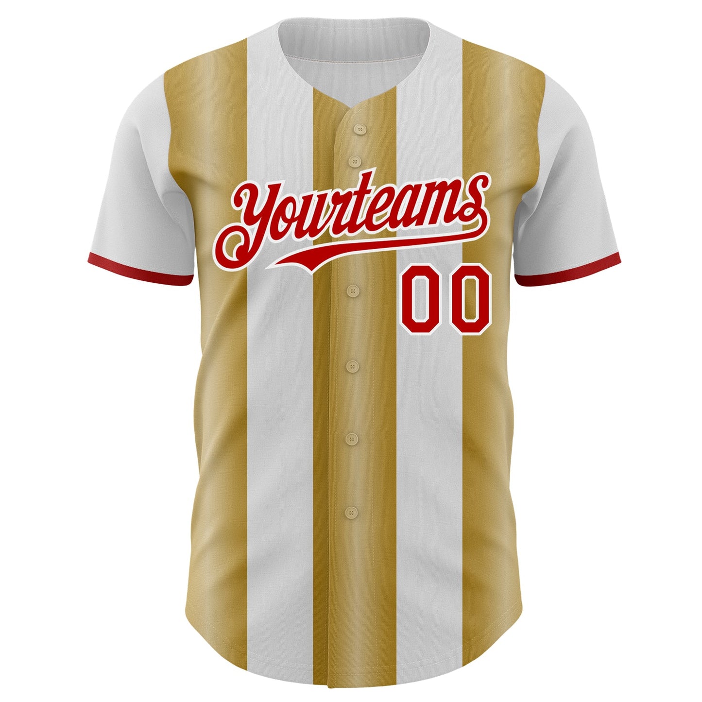 Custom White Red-Old Gold Gradient Vertical Stripe Argentina Style Authentic Baseball Jersey