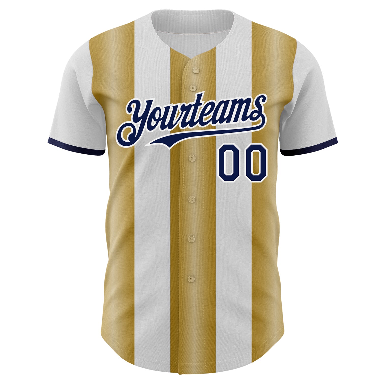 Custom White Navy-Old Gold Gradient Vertical Stripe Argentina Style Authentic Baseball Jersey