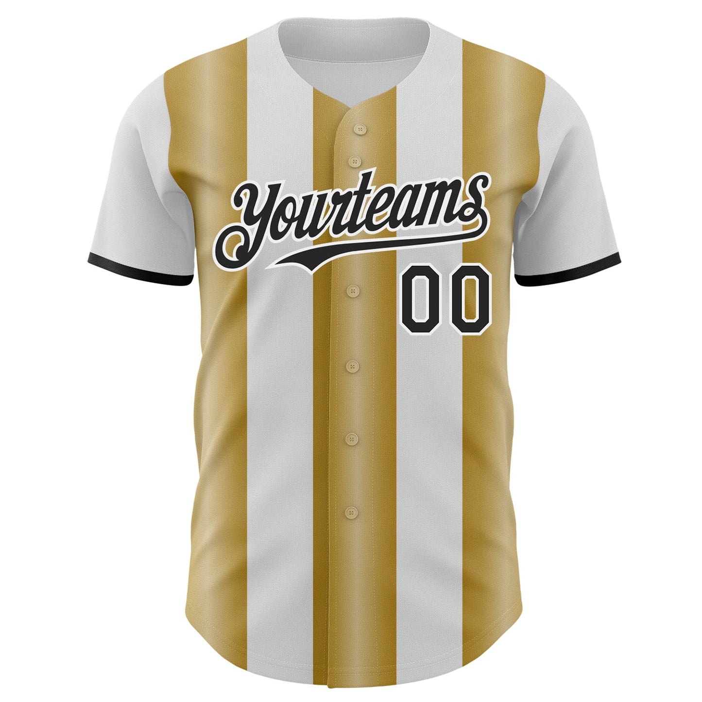 Custom White Black-Old Gold Gradient Vertical Stripe Argentina Style Authentic Baseball Jersey