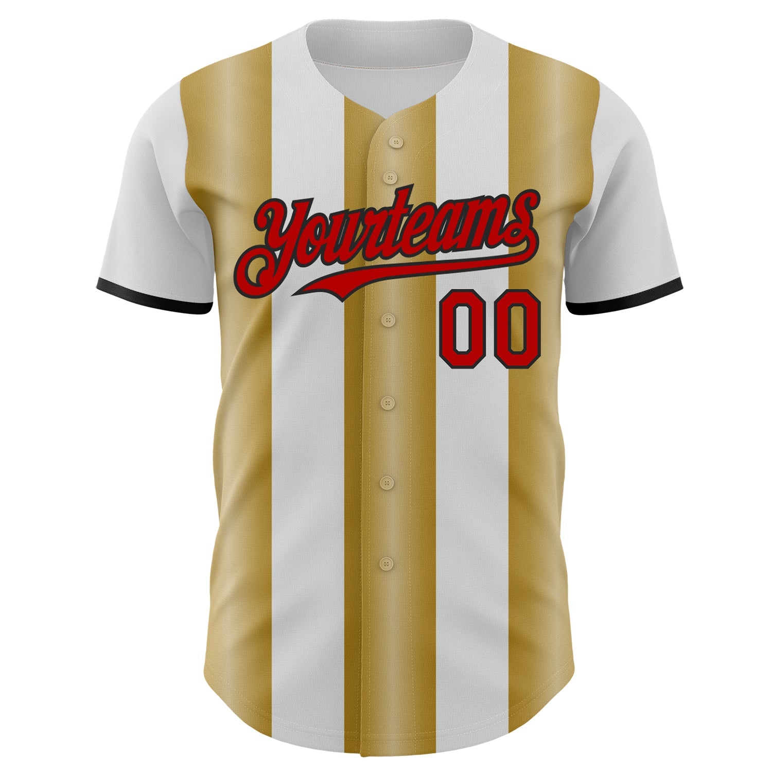 Custom White Red Old Gold-Black Gradient Vertical Stripe Argentina Style Authentic Baseball Jersey
