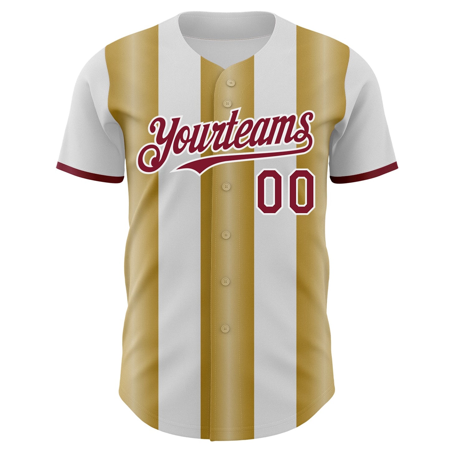 Custom White Crimson-Old Gold Gradient Vertical Stripe Argentina Style Authentic Baseball Jersey