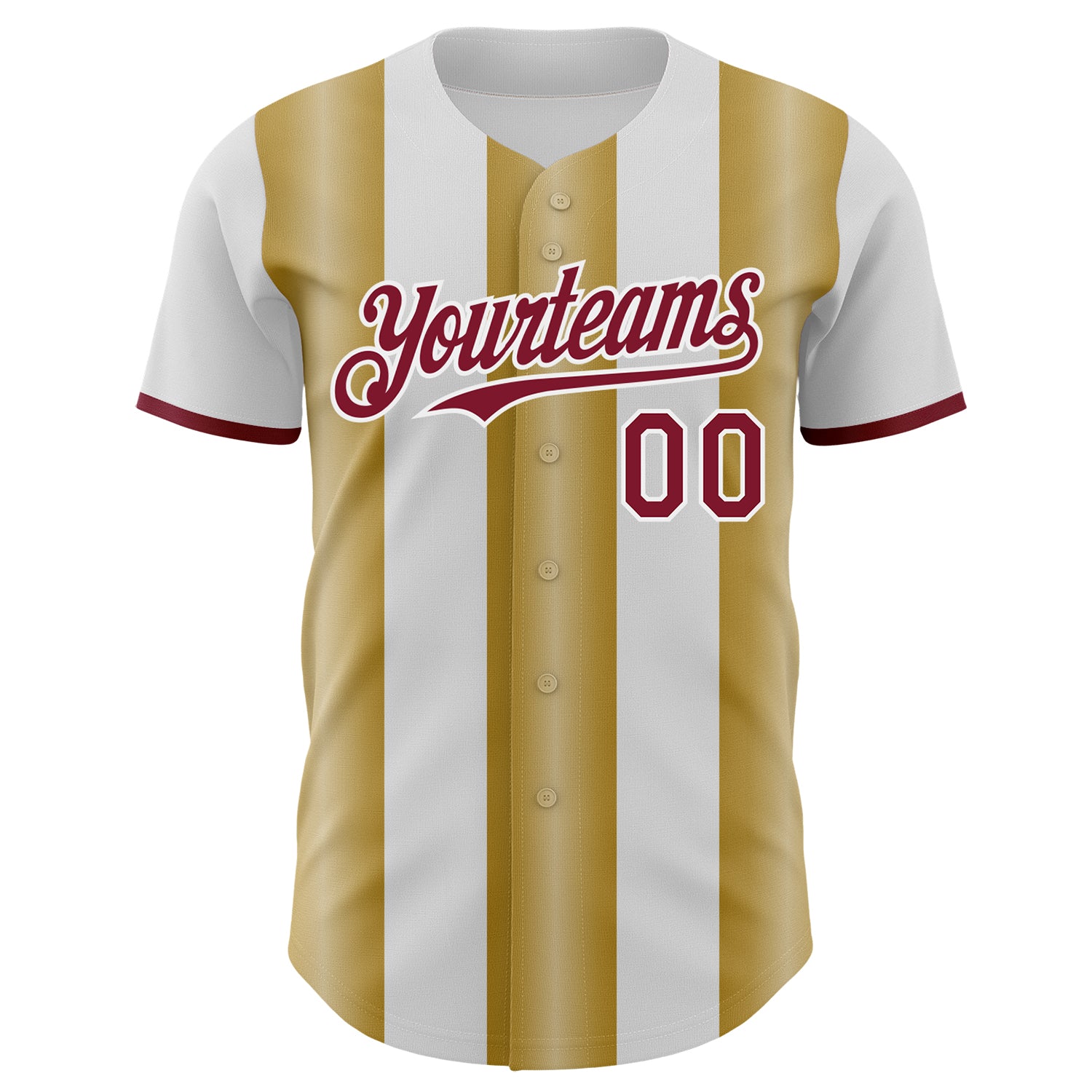 Custom White Crimson-Old Gold Gradient Vertical Stripe Argentina Style Authentic Baseball Jersey