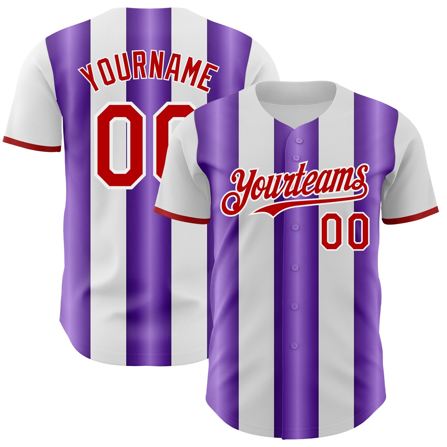 Custom White Red-Purple Gradient Vertical Stripe Argentina Style Authentic Baseball Jersey