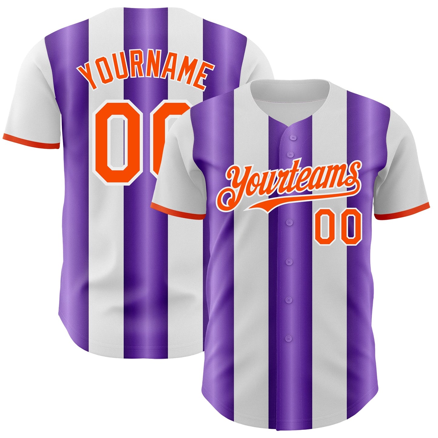 Custom White Orange-Purple Gradient Vertical Stripe Argentina Style Authentic Baseball Jersey
