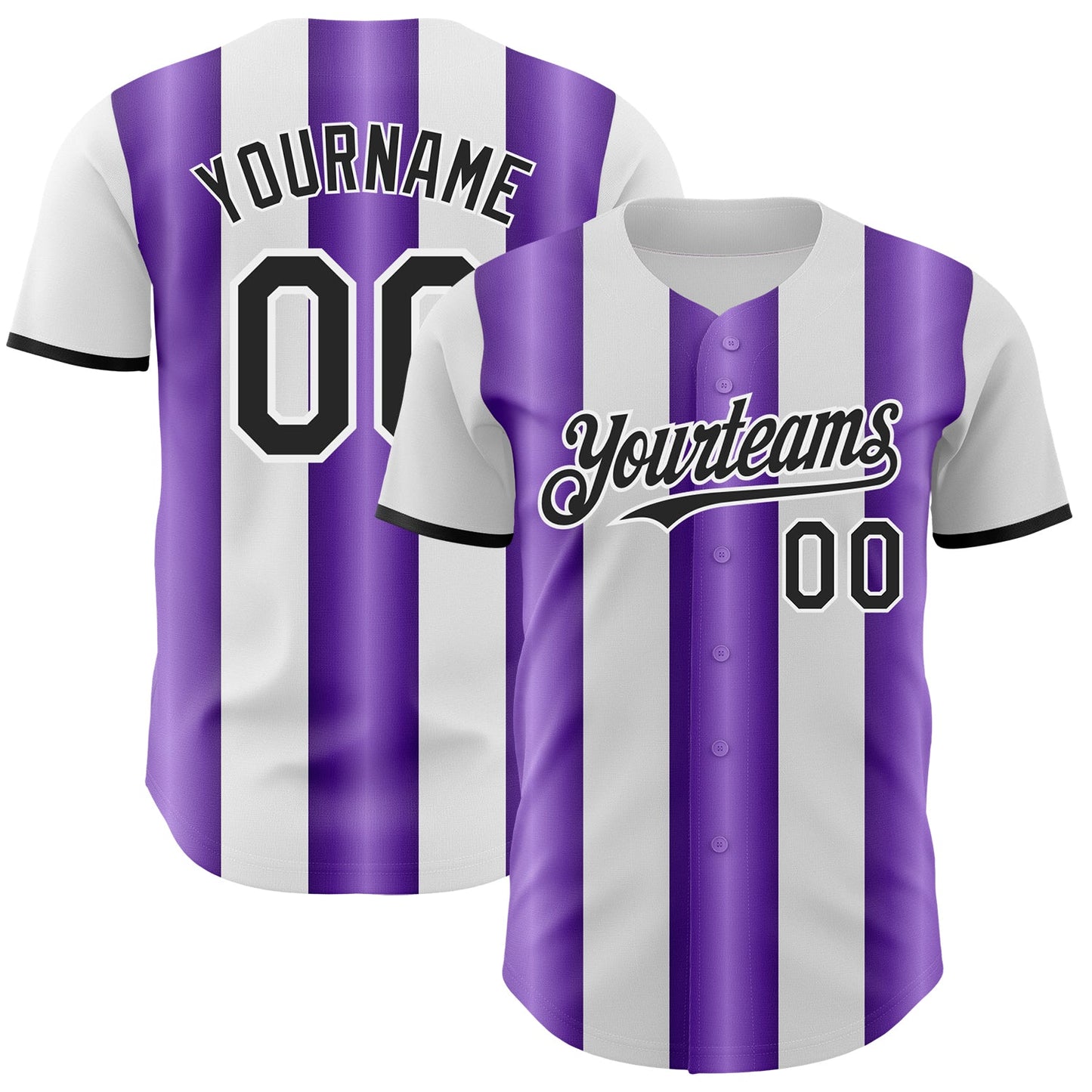 Custom White Black-Purple Gradient Vertical Stripe Argentina Style Authentic Baseball Jersey