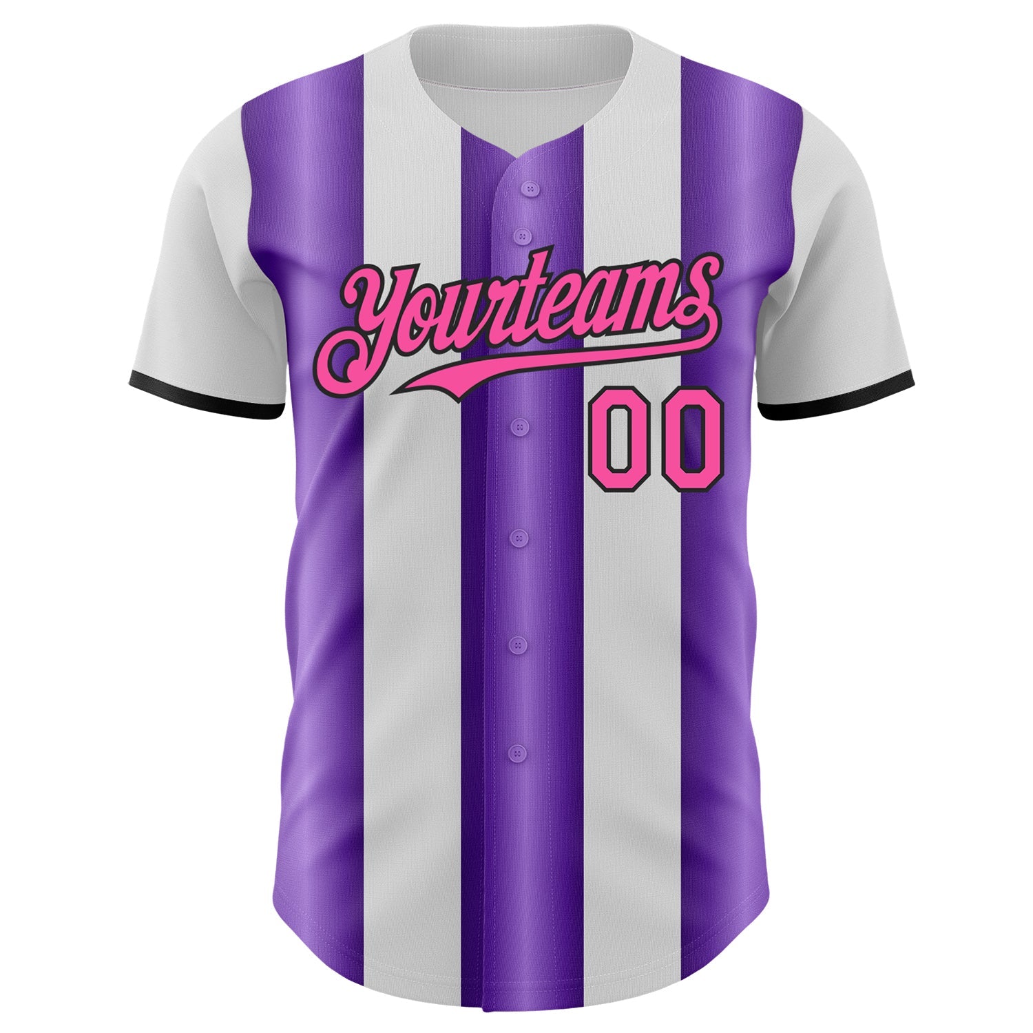 Custom White Pink Purple-Black Gradient Vertical Stripe Argentina Style Authentic Baseball Jersey