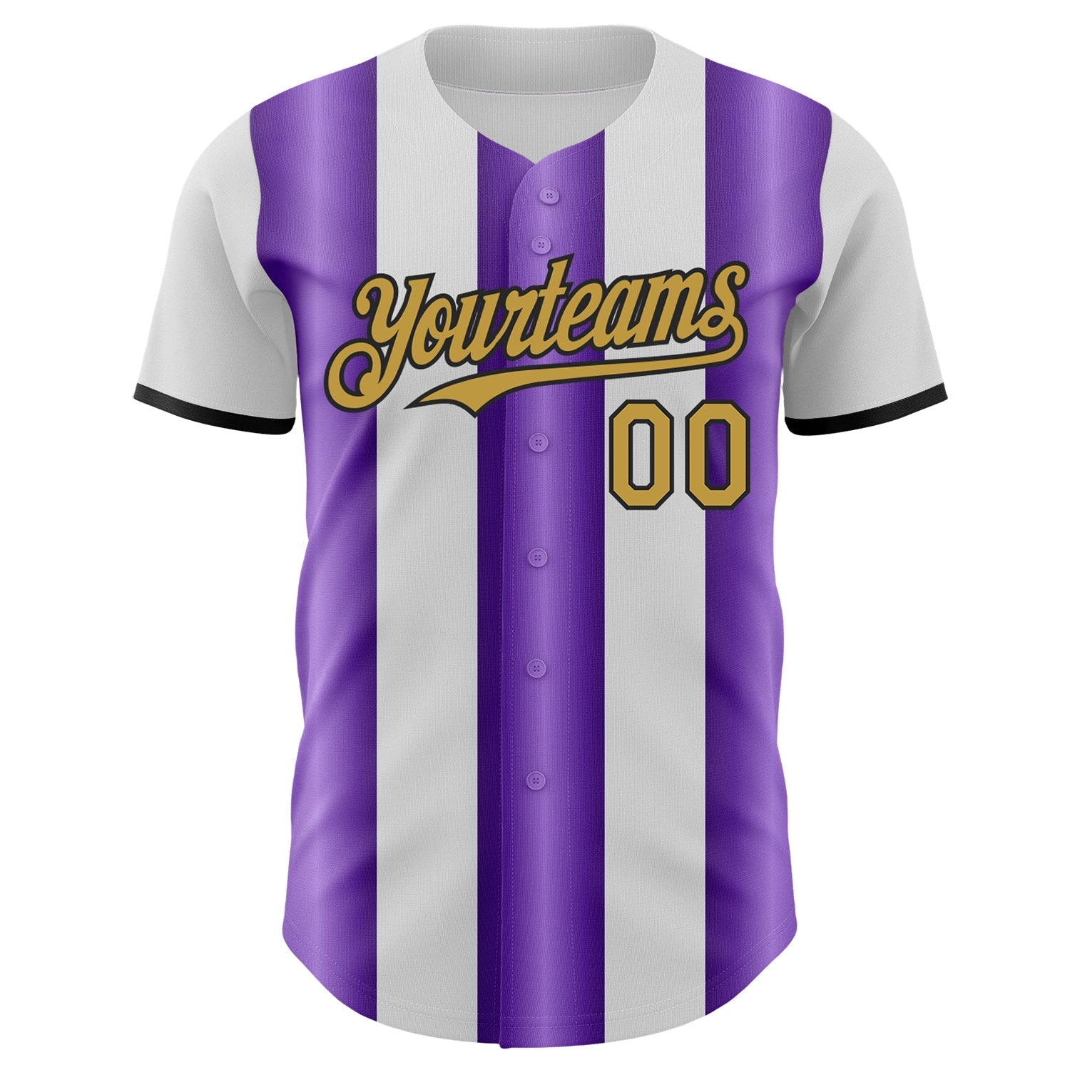 Custom White Old Gold Purple-Black Gradient Vertical Stripe Argentina Style Authentic Baseball Jersey