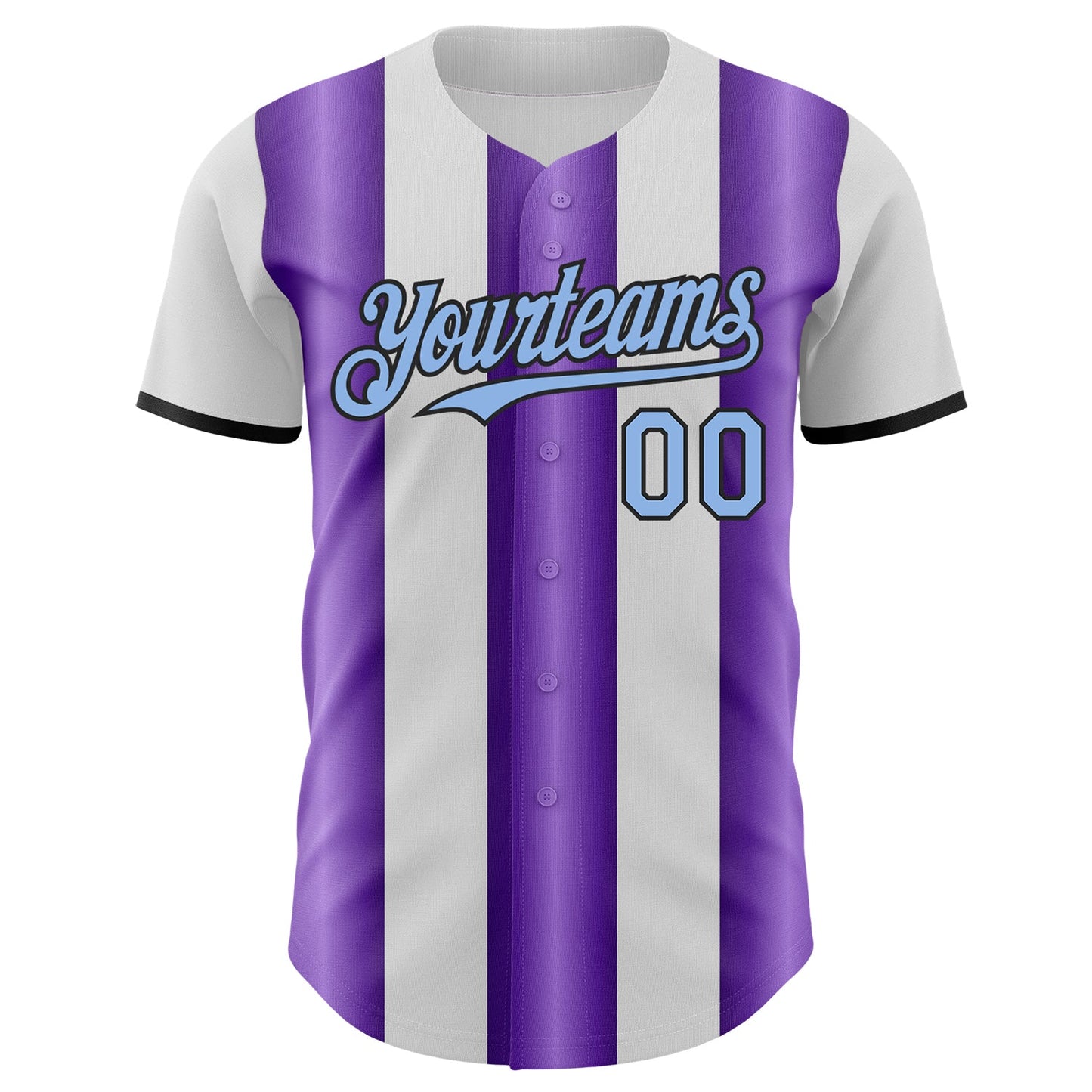 Custom White Light Blue Purple-Black Gradient Vertical Stripe Argentina Style Authentic Baseball Jersey