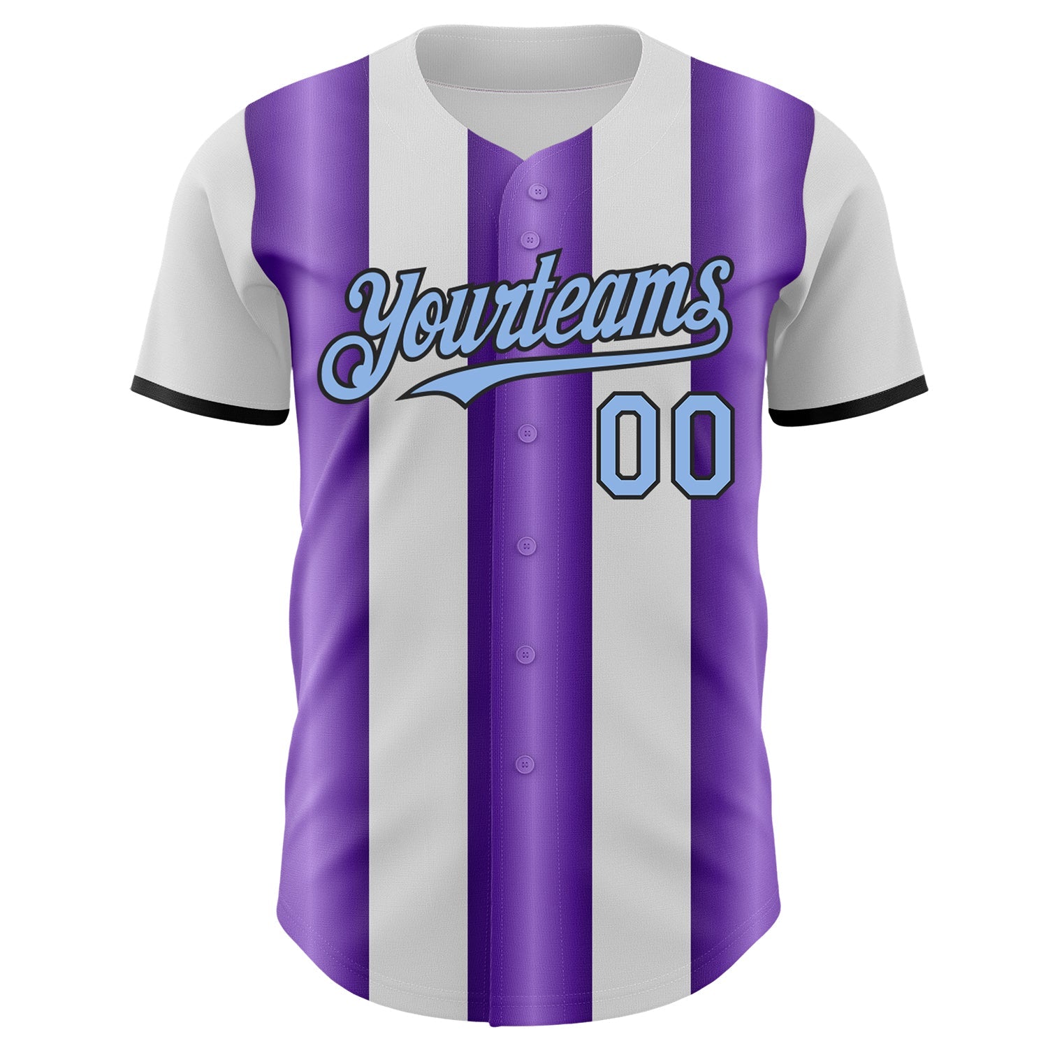 Custom White Light Blue Purple-Black Gradient Vertical Stripe Argentina Style Authentic Baseball Jersey
