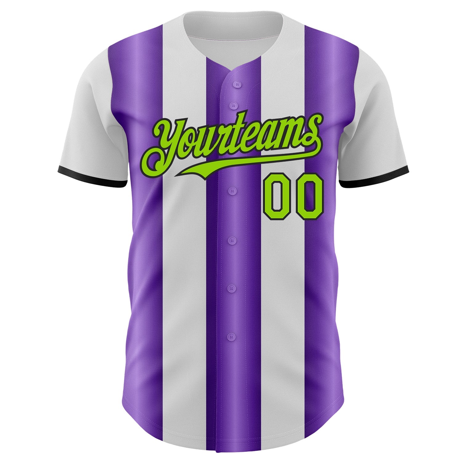 Custom White Neon Green Purple-Black Gradient Vertical Stripe Argentina Style Authentic Baseball Jersey