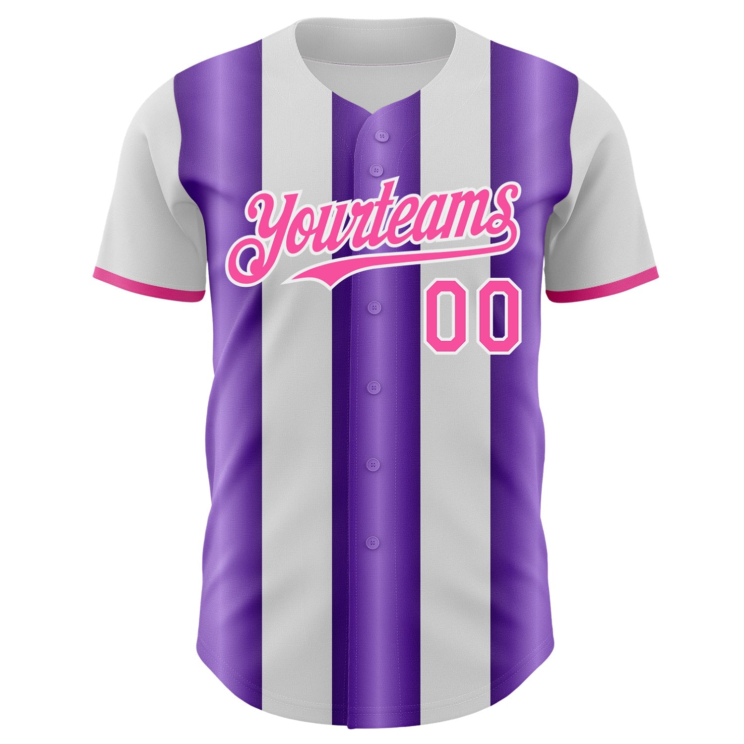 Custom White Pink-Purple Gradient Vertical Stripe Argentina Style Authentic Baseball Jersey