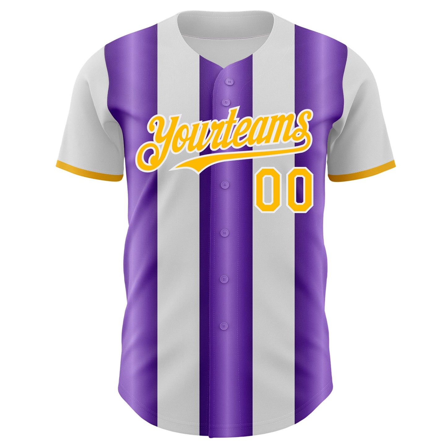 Custom White Gold-Purple Gradient Vertical Stripe Argentina Style Authentic Baseball Jersey