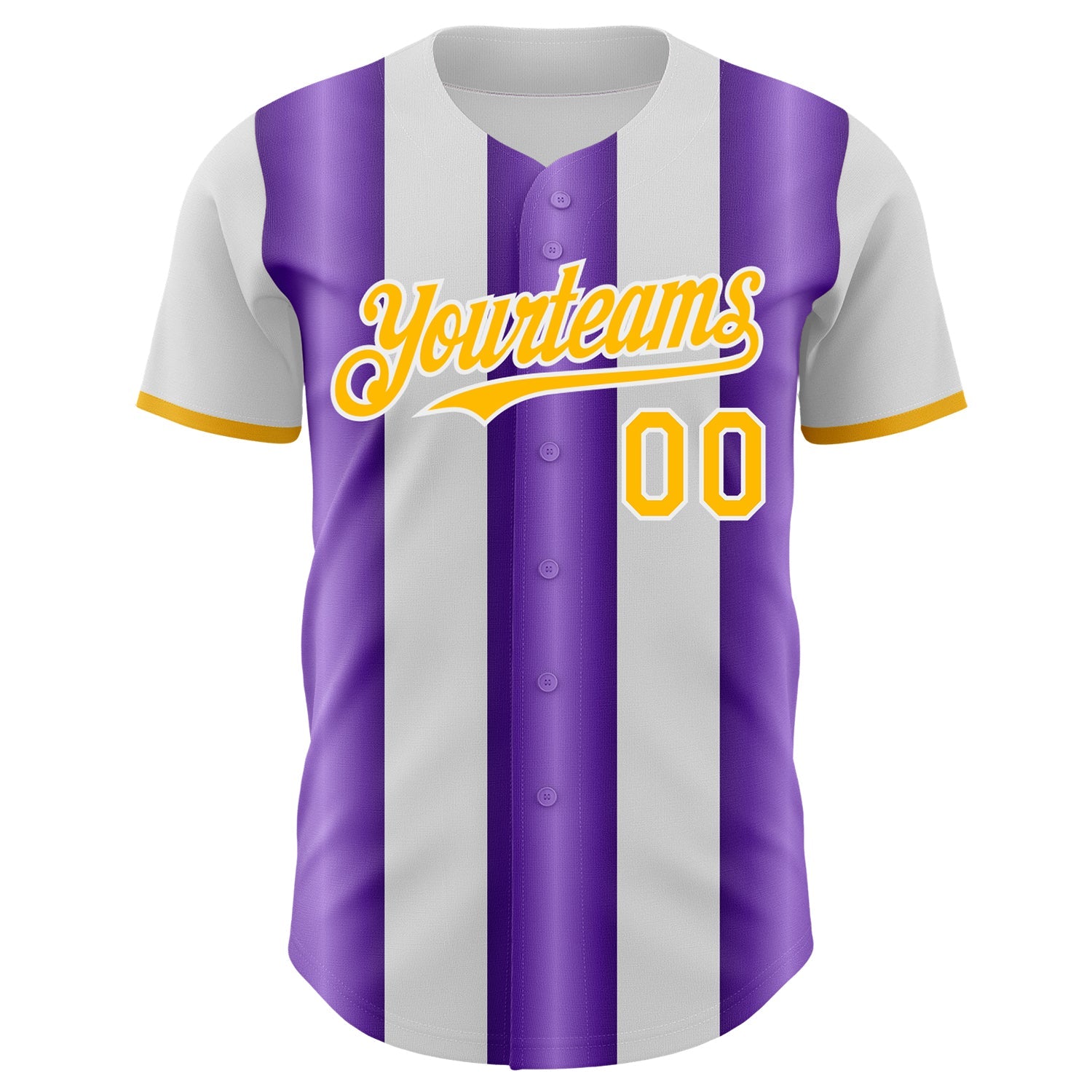 Custom White Gold-Purple Gradient Vertical Stripe Argentina Style Authentic Baseball Jersey