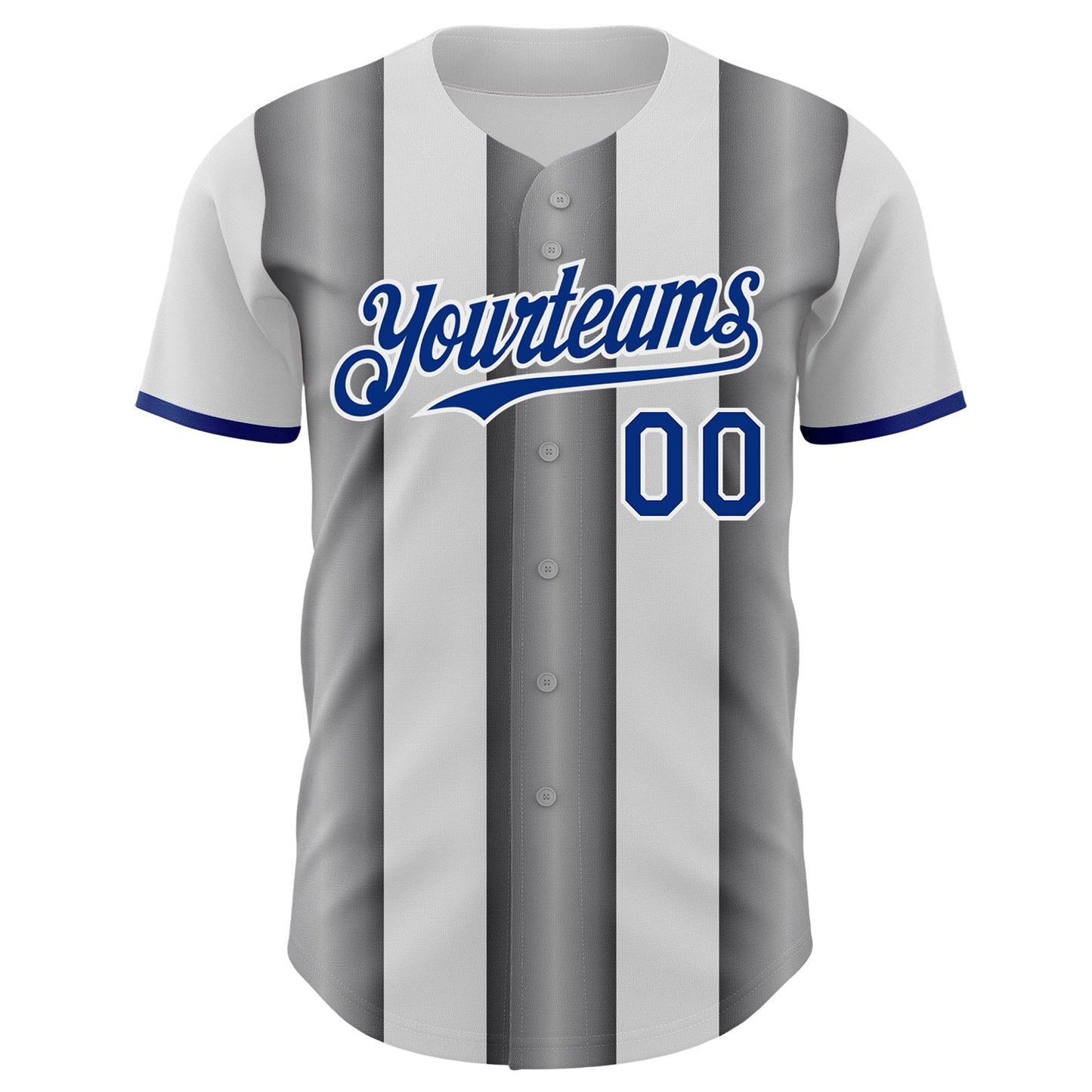 Custom White Royal-Steel Gray Gradient Vertical Stripe Argentina Style Authentic Baseball Jersey