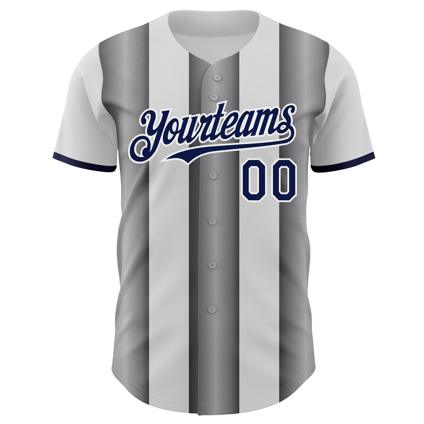 Custom White Navy-Steel Gray Gradient Vertical Stripe Argentina Style Authentic Baseball Jersey