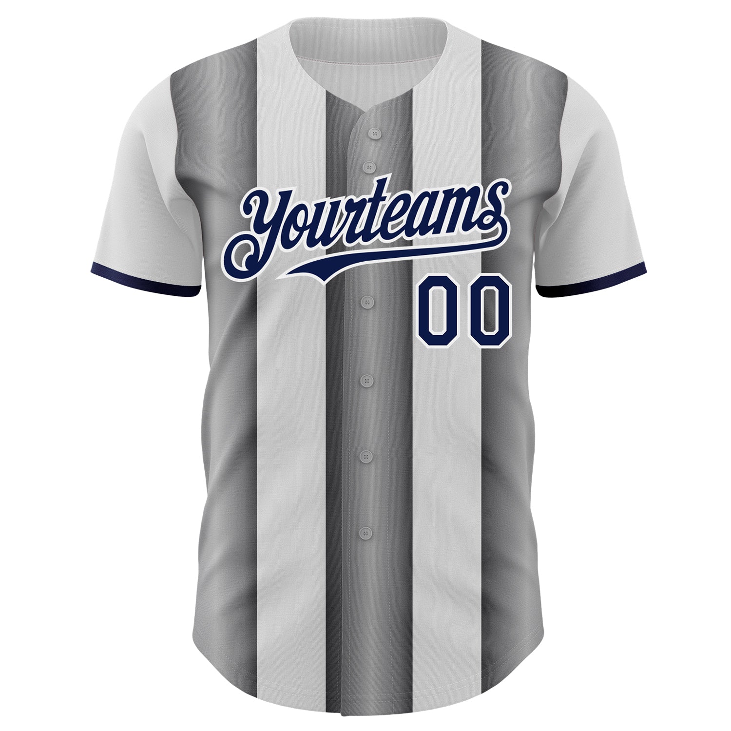 Custom White Navy-Steel Gray Gradient Vertical Stripe Argentina Style Authentic Baseball Jersey