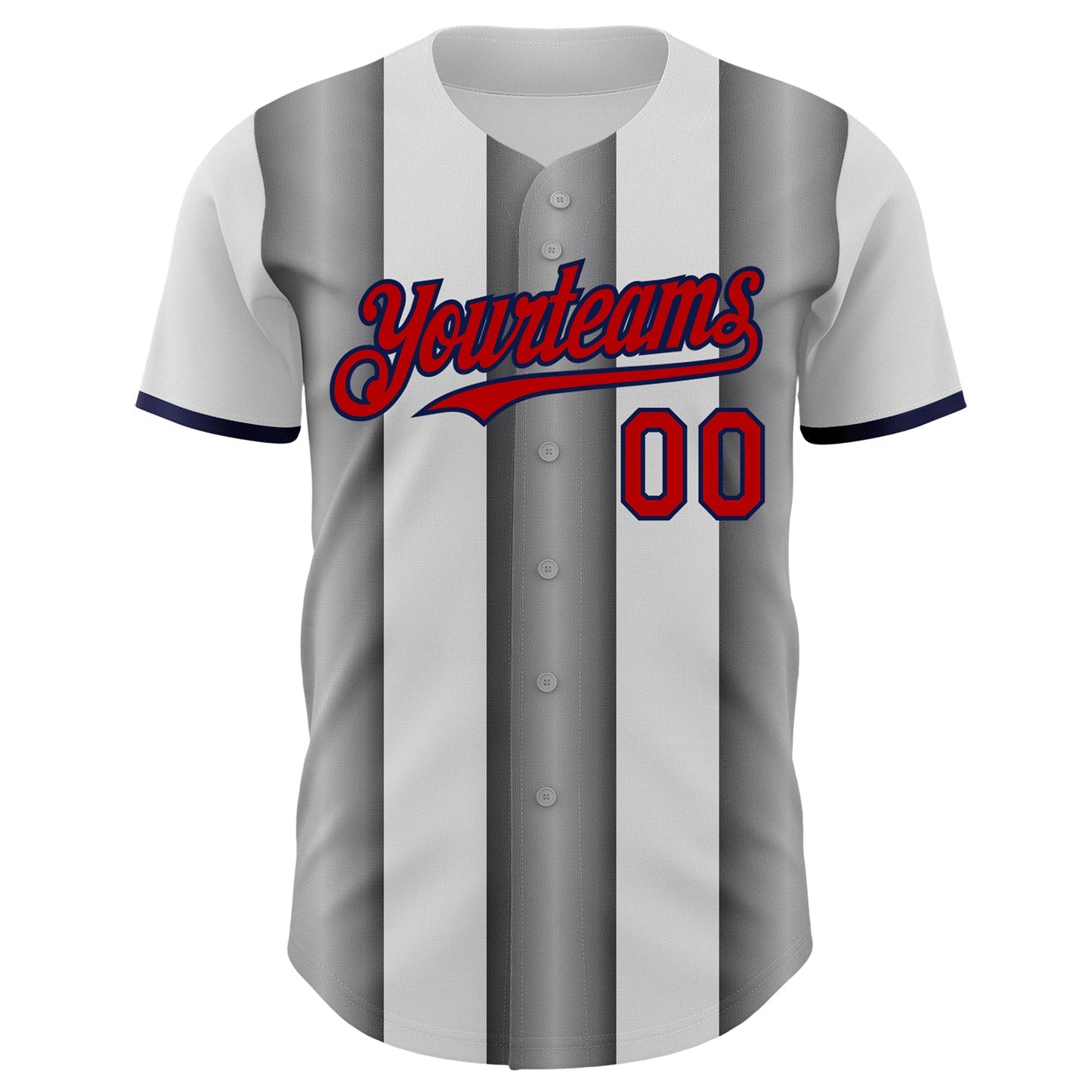 Custom White Red Steel Gray-Navy Gradient Vertical Stripe Argentina Style Authentic Baseball Jersey