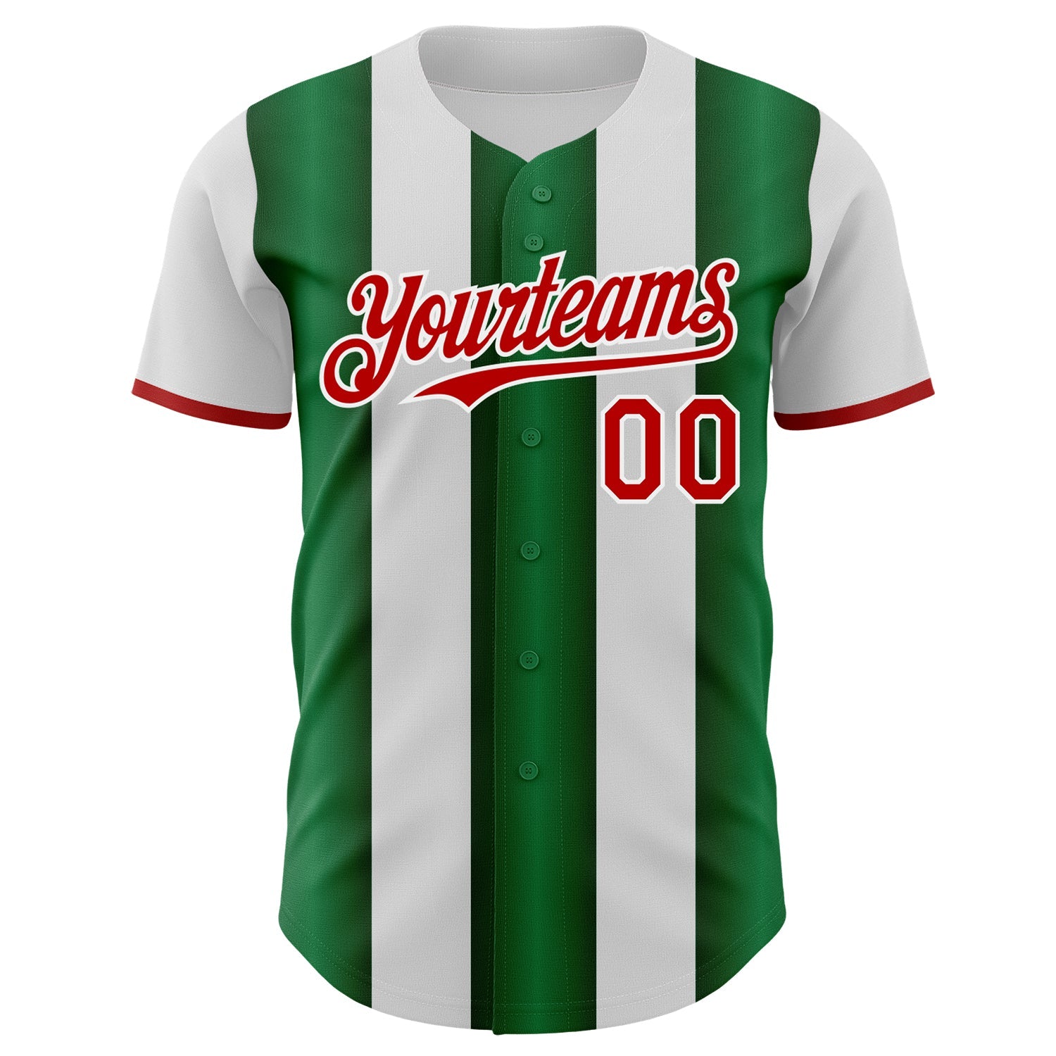 Custom White Red-Green Gradient Vertical Stripe Argentina Style Authentic Baseball Jersey