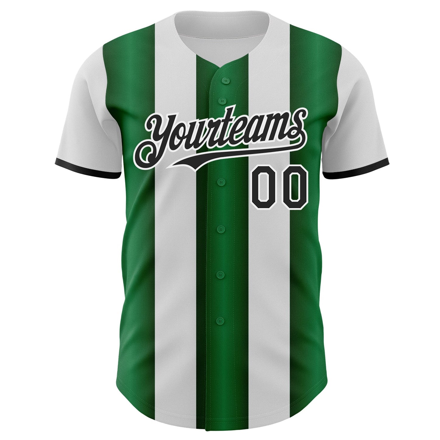 Custom White Black-Green Gradient Vertical Stripe Argentina Style Authentic Baseball Jersey