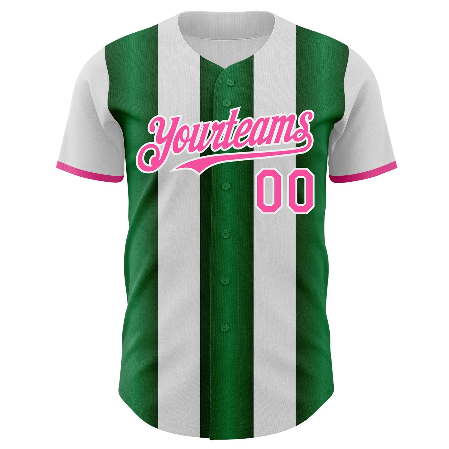 Custom White Pink-Green Gradient Vertical Stripe Argentina Style Authentic Baseball Jersey