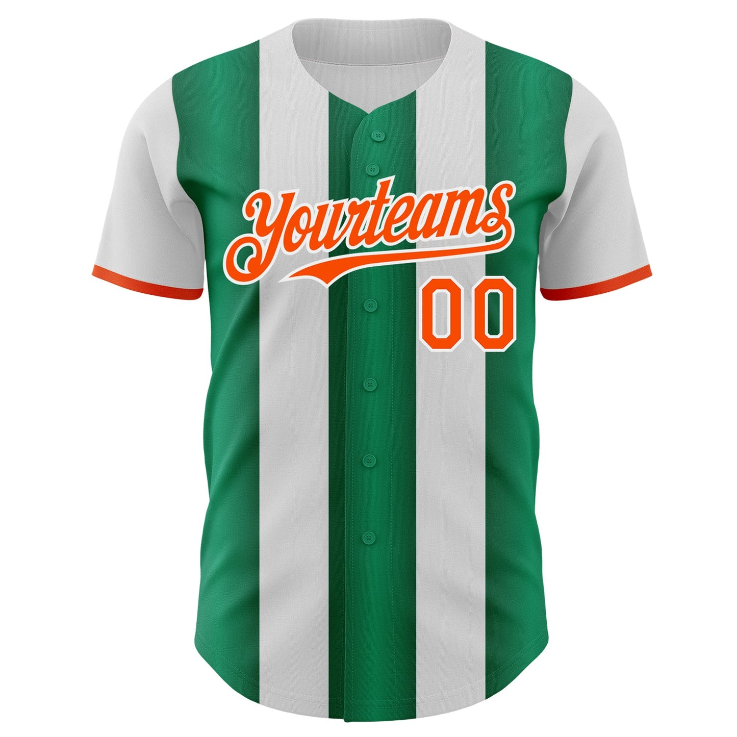Custom White Orange-Kelly Green Gradient Vertical Stripe Argentina Style Authentic Baseball Jersey