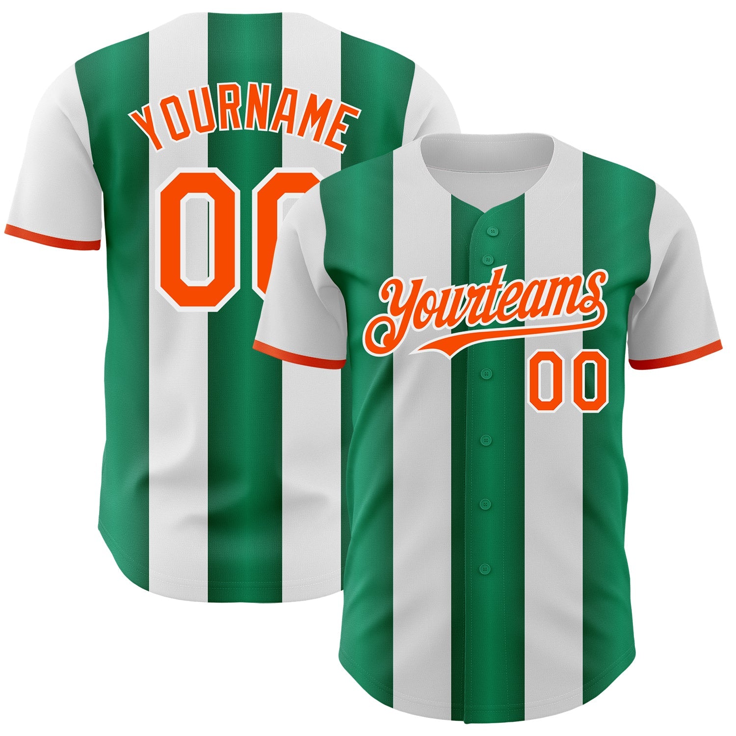 Custom White Orange-Kelly Green Gradient Vertical Stripe Argentina Style Authentic Baseball Jersey
