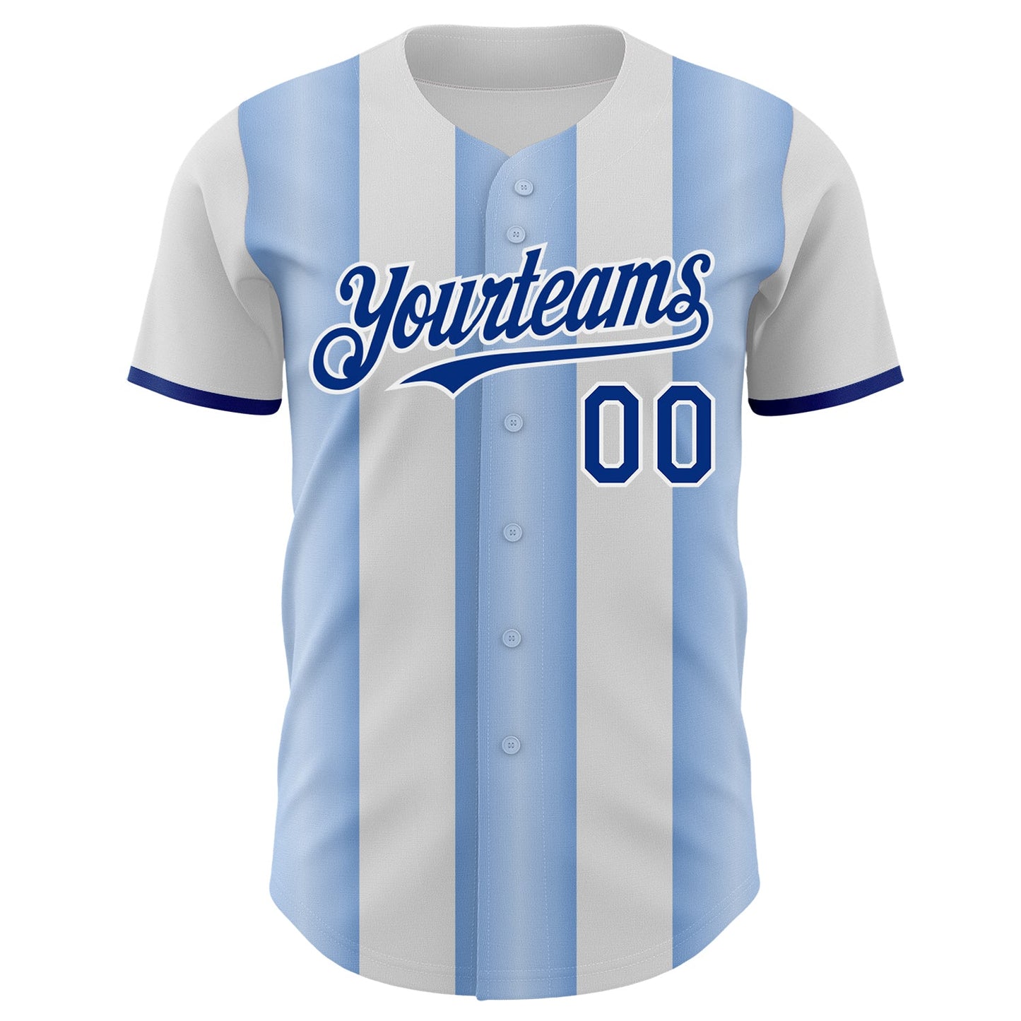 Custom White Royal-Light Blue Gradient Vertical Stripe Argentina Style Authentic Baseball Jersey