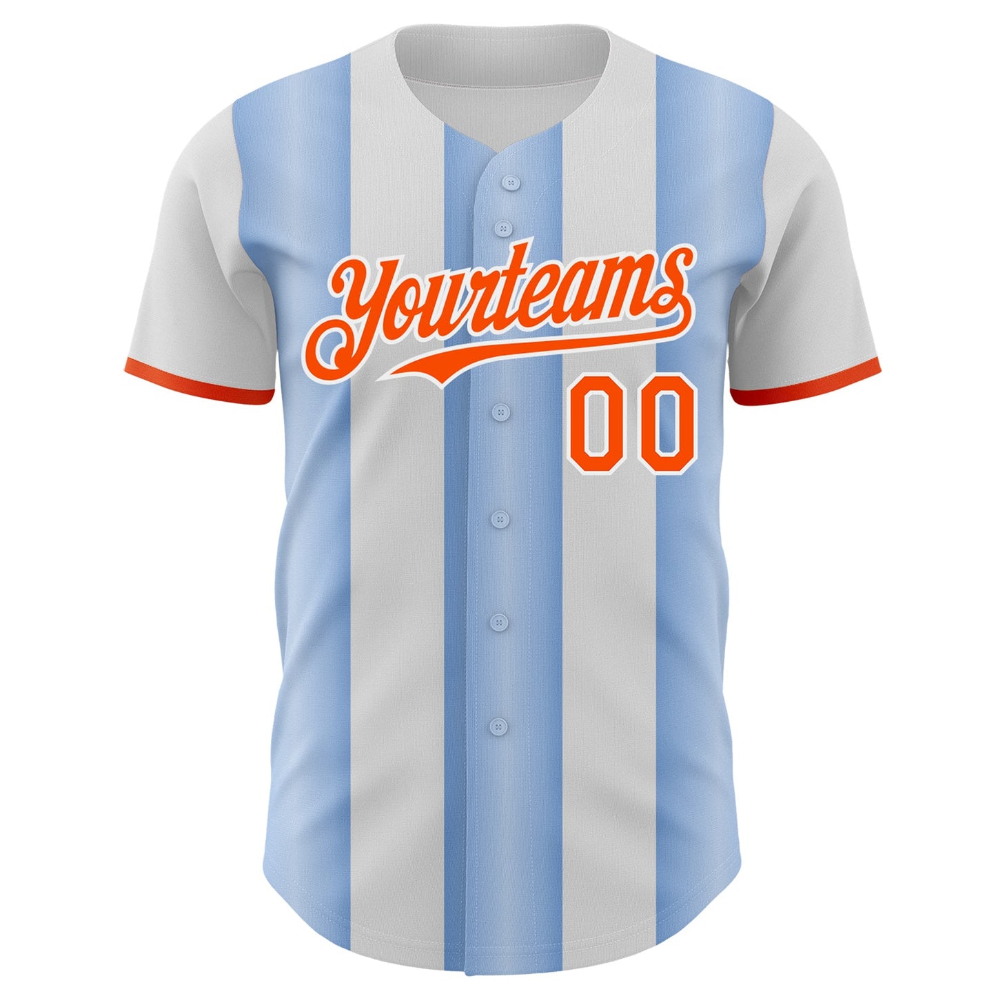 Custom White Orange-Light Blue Gradient Vertical Stripe Argentina Style Authentic Baseball Jersey