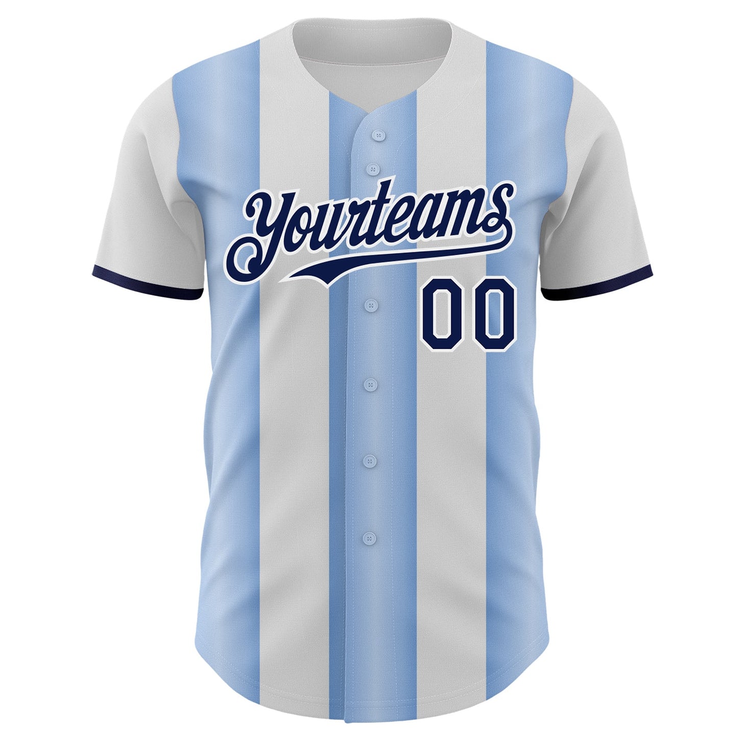 Custom White Navy-Light Blue Gradient Vertical Stripe Argentina Style Authentic Baseball Jersey