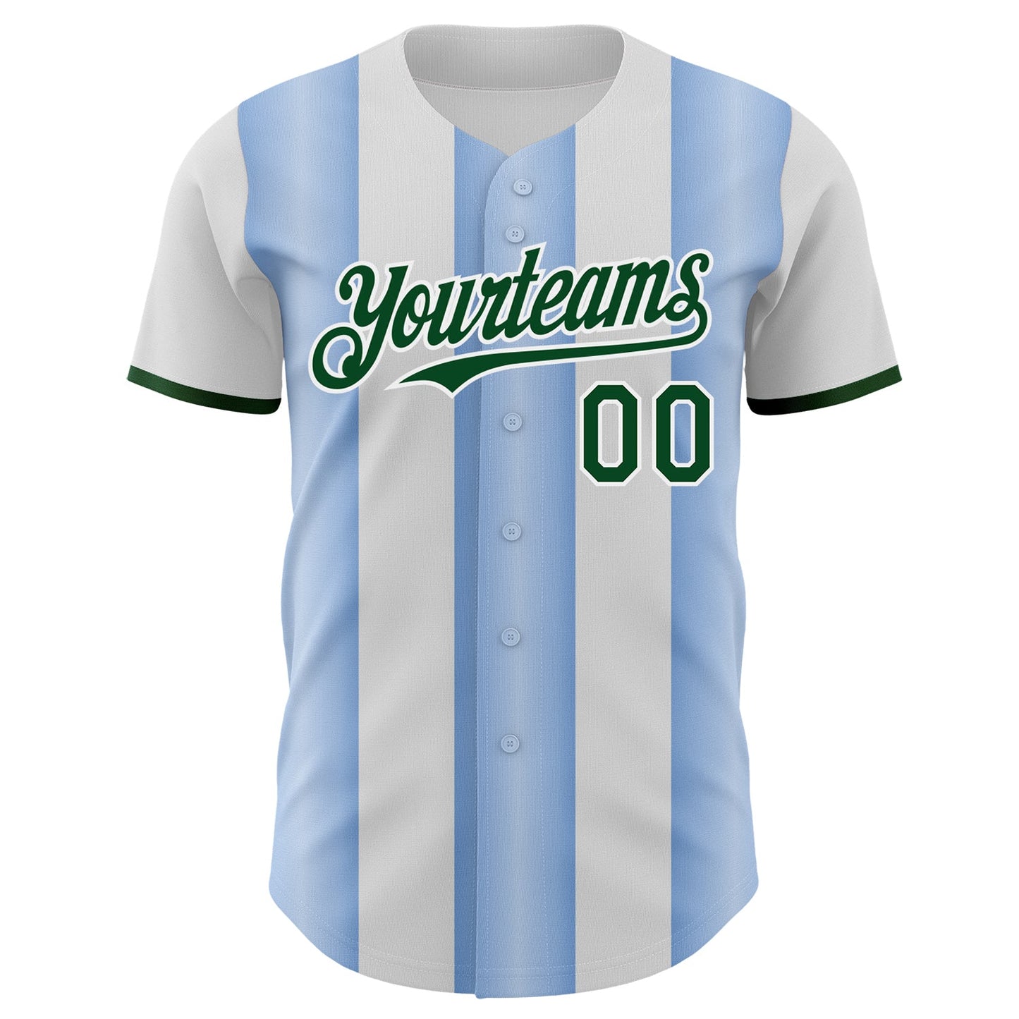 Custom White Green-Light Blue Gradient Vertical Stripe Argentina Style Authentic Baseball Jersey