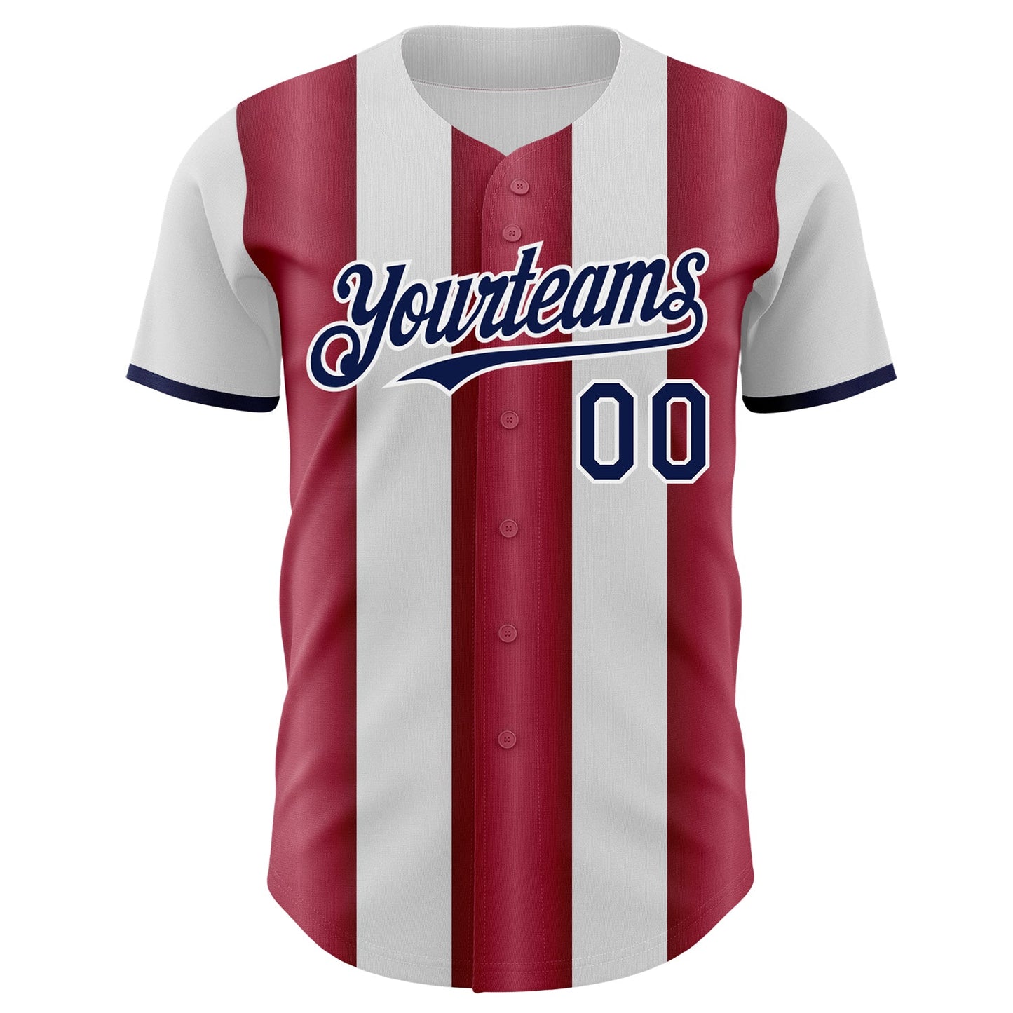 Custom White Navy-Crimson Gradient Vertical Stripe Argentina Style Authentic Baseball Jersey