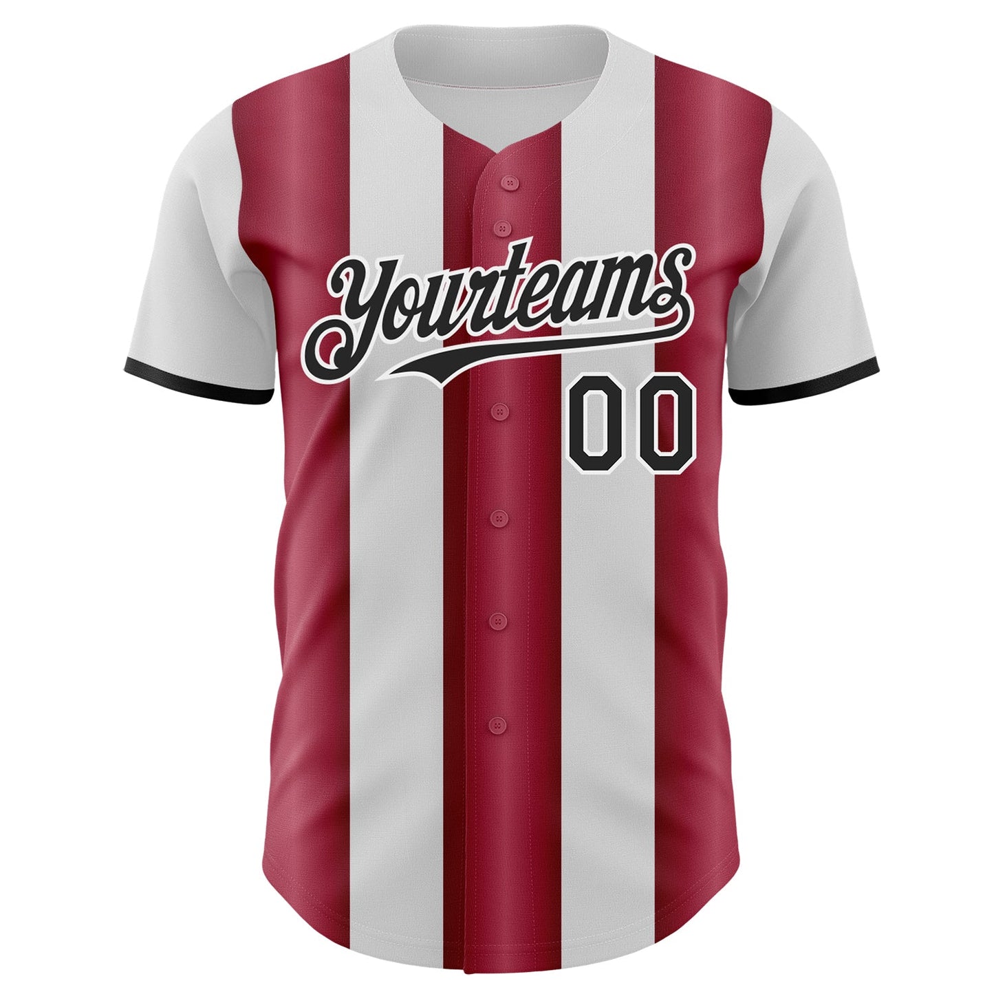 Custom White Black-Crimson Gradient Vertical Stripe Argentina Style Authentic Baseball Jersey