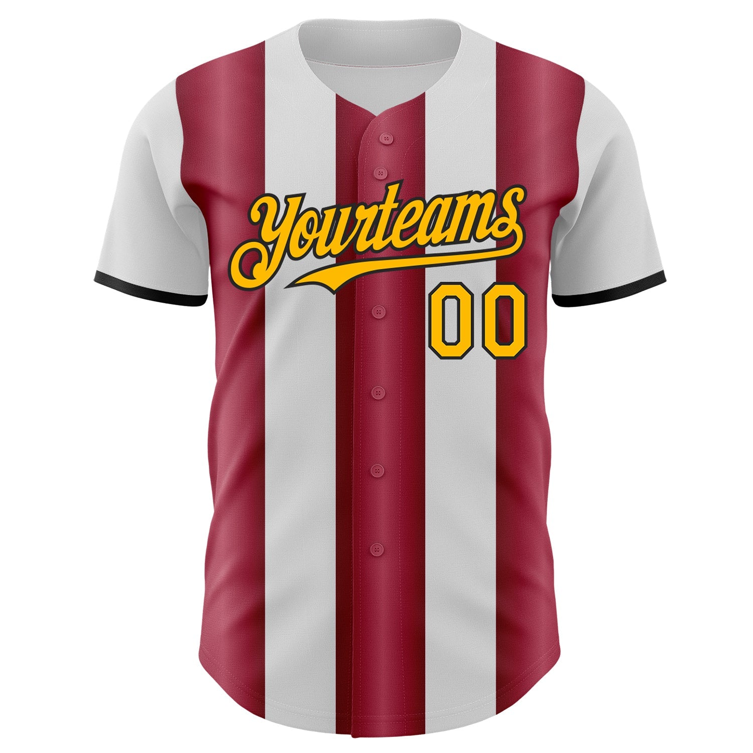 Custom White Gold Crimson-Black Gradient Vertical Stripe Argentina Style Authentic Baseball Jersey