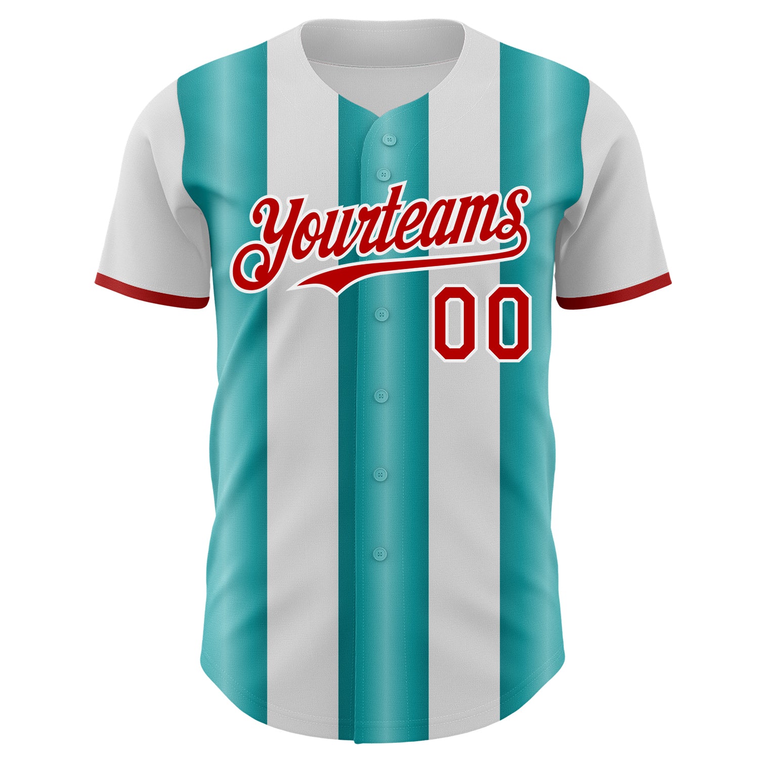 Custom White Red-Teal Gradient Vertical Stripe Argentina Style Authentic Baseball Jersey