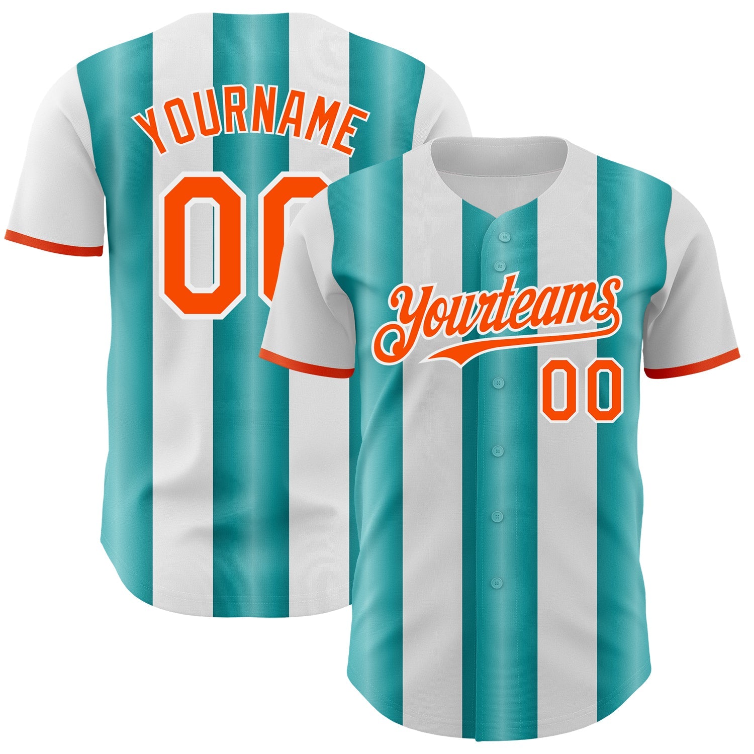 Custom White Orange-Teal Gradient Vertical Stripe Argentina Style Authentic Baseball Jersey