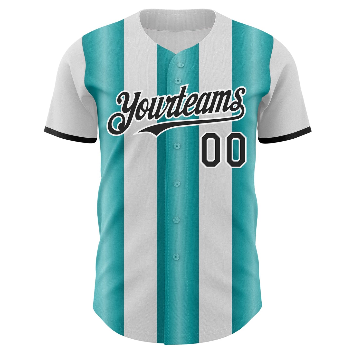Custom White Black-Teal Gradient Vertical Stripe Argentina Style Authentic Baseball Jersey