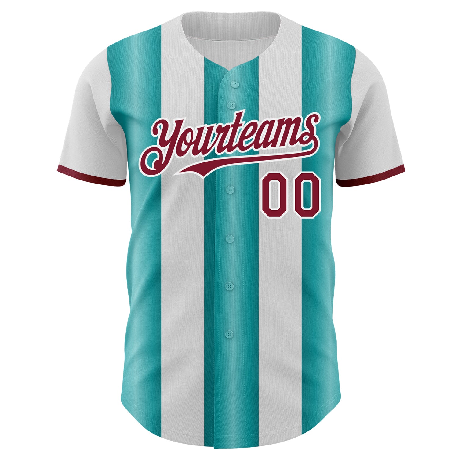 Custom White Crimson-Teal Gradient Vertical Stripe Argentina Style Authentic Baseball Jersey