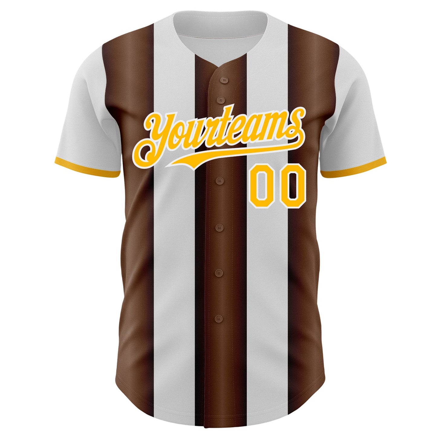 Custom White Gold-Brown Gradient Vertical Stripe Argentina Style Authentic Baseball Jersey