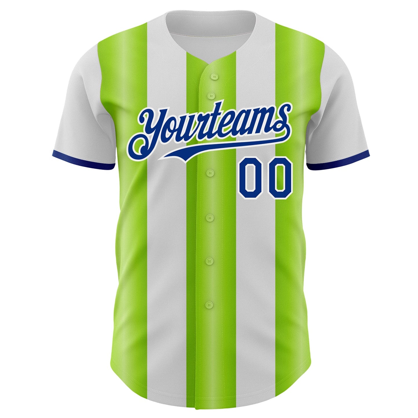 Custom White Royal-Neon Green Gradient Vertical Stripe Argentina Style Authentic Baseball Jersey